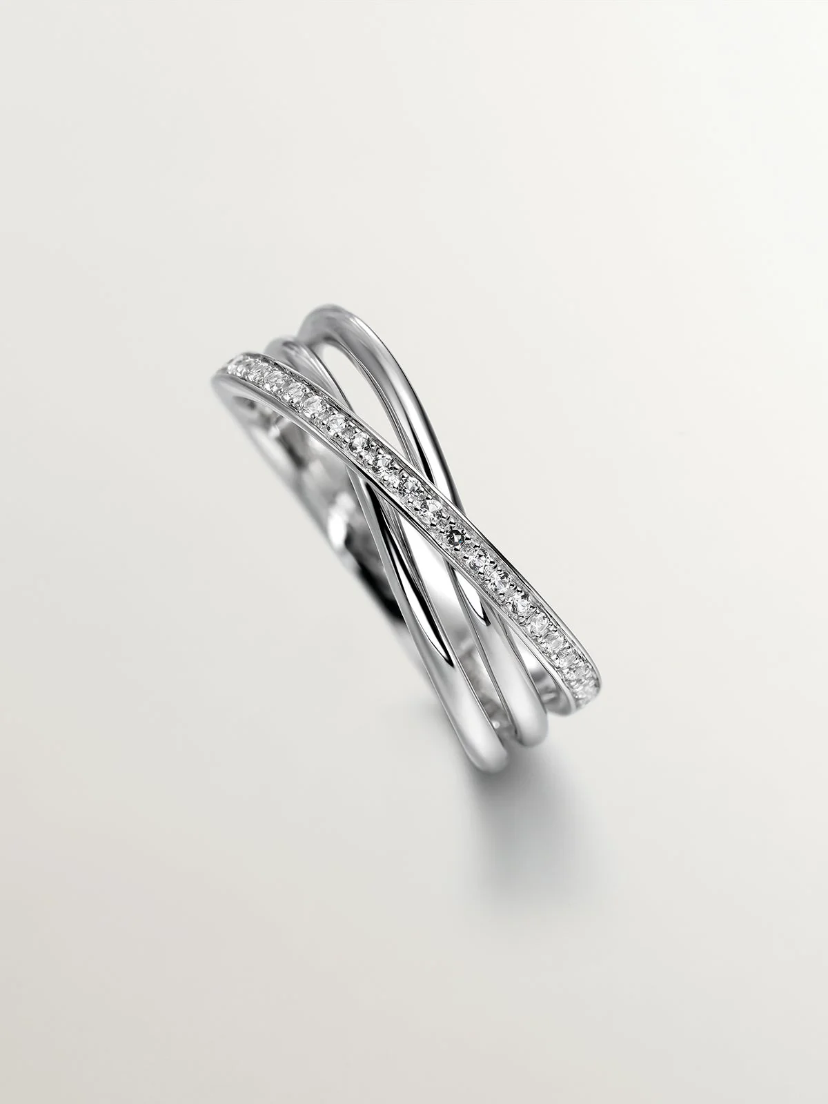 Anillo doble de plata 925 con topacios blancos - Image 5