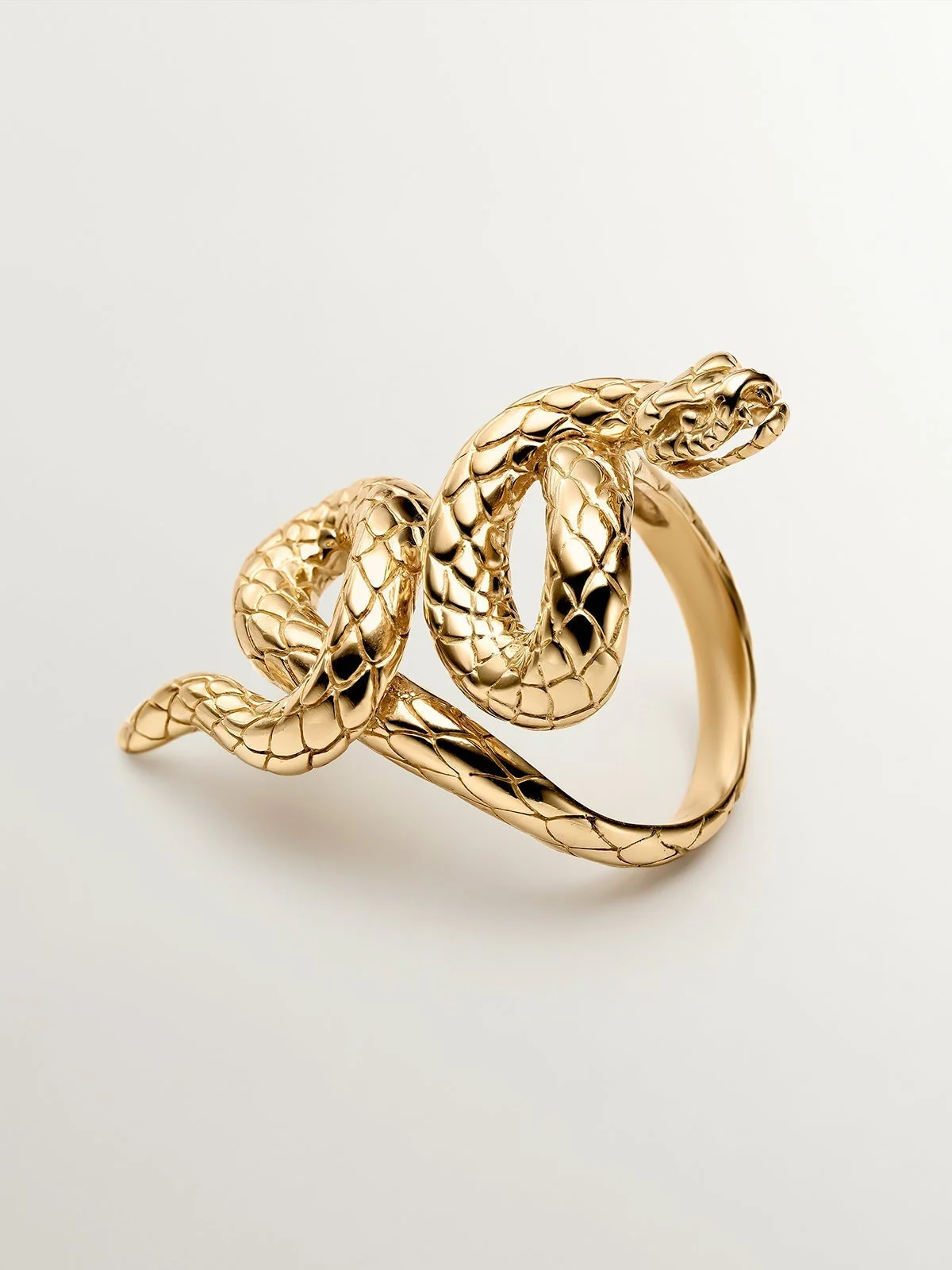 Anillo lanzadera de plata 925 bañada en oro amarillo de 18K con forma de serpiente - Image 3