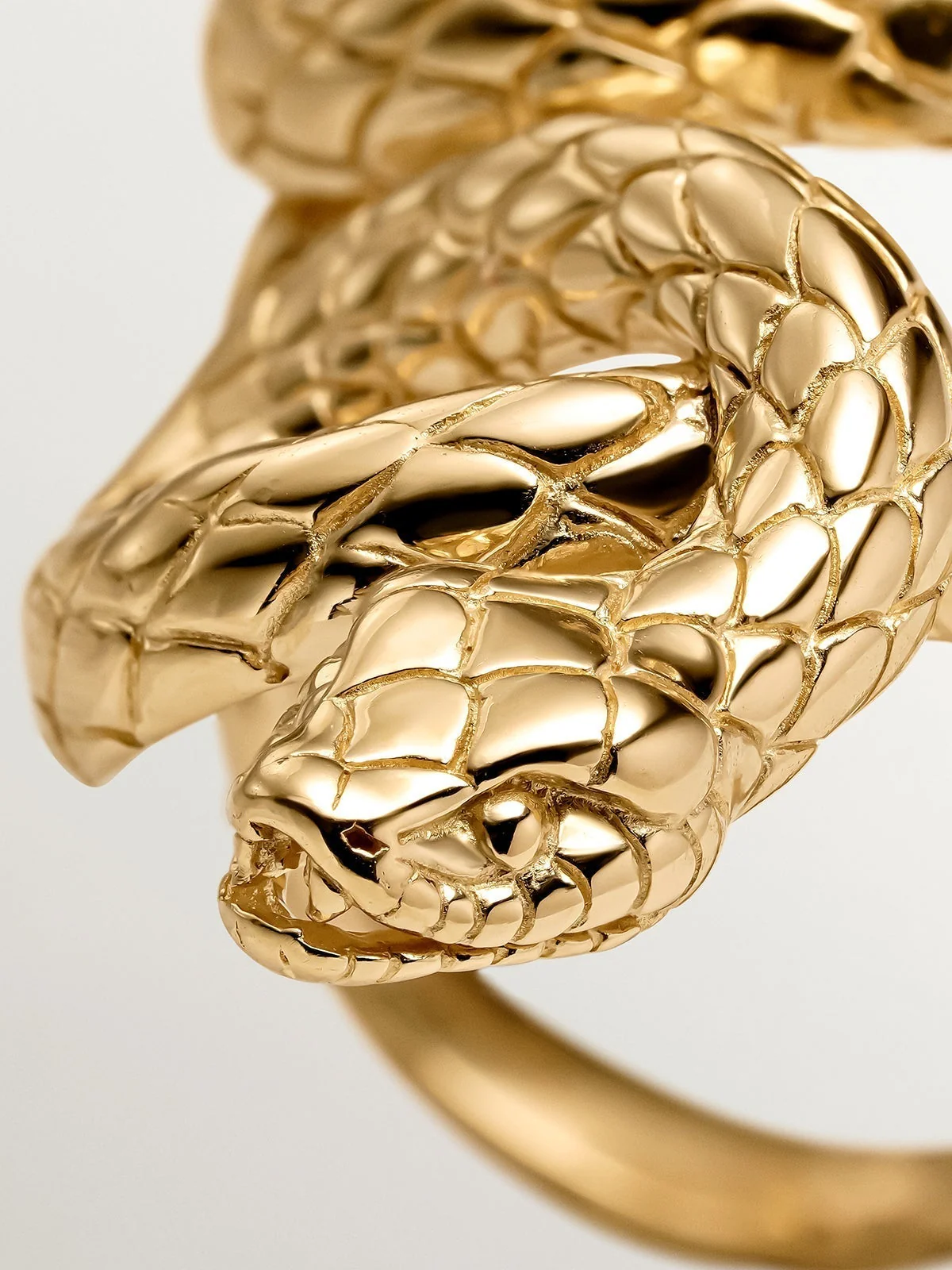 Anillo lanzadera de plata 925 bañada en oro amarillo de 18K con forma de serpiente - Image 5