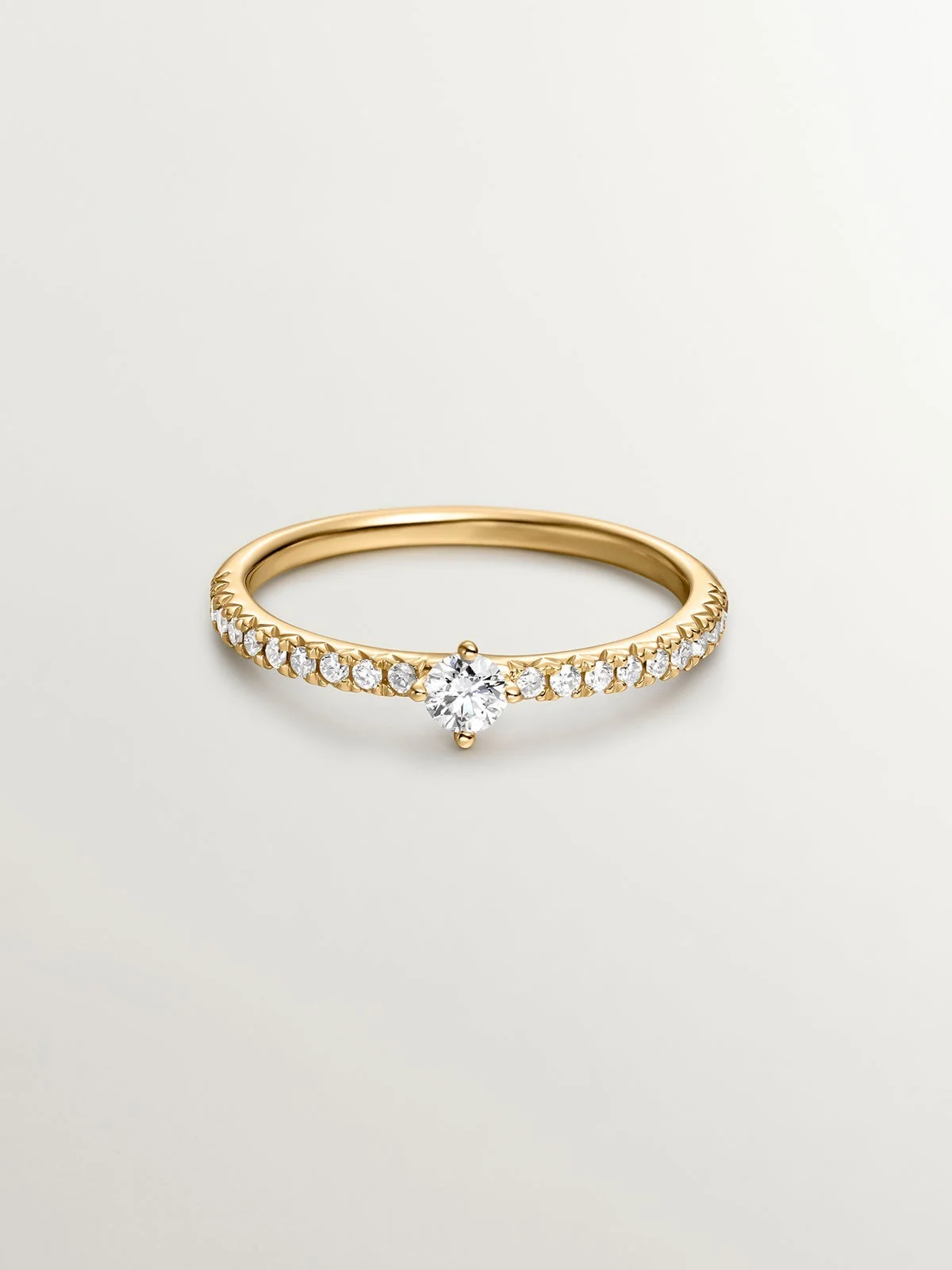 Anillo solitario de oro amarillo de 18K con diamantes - Image 3