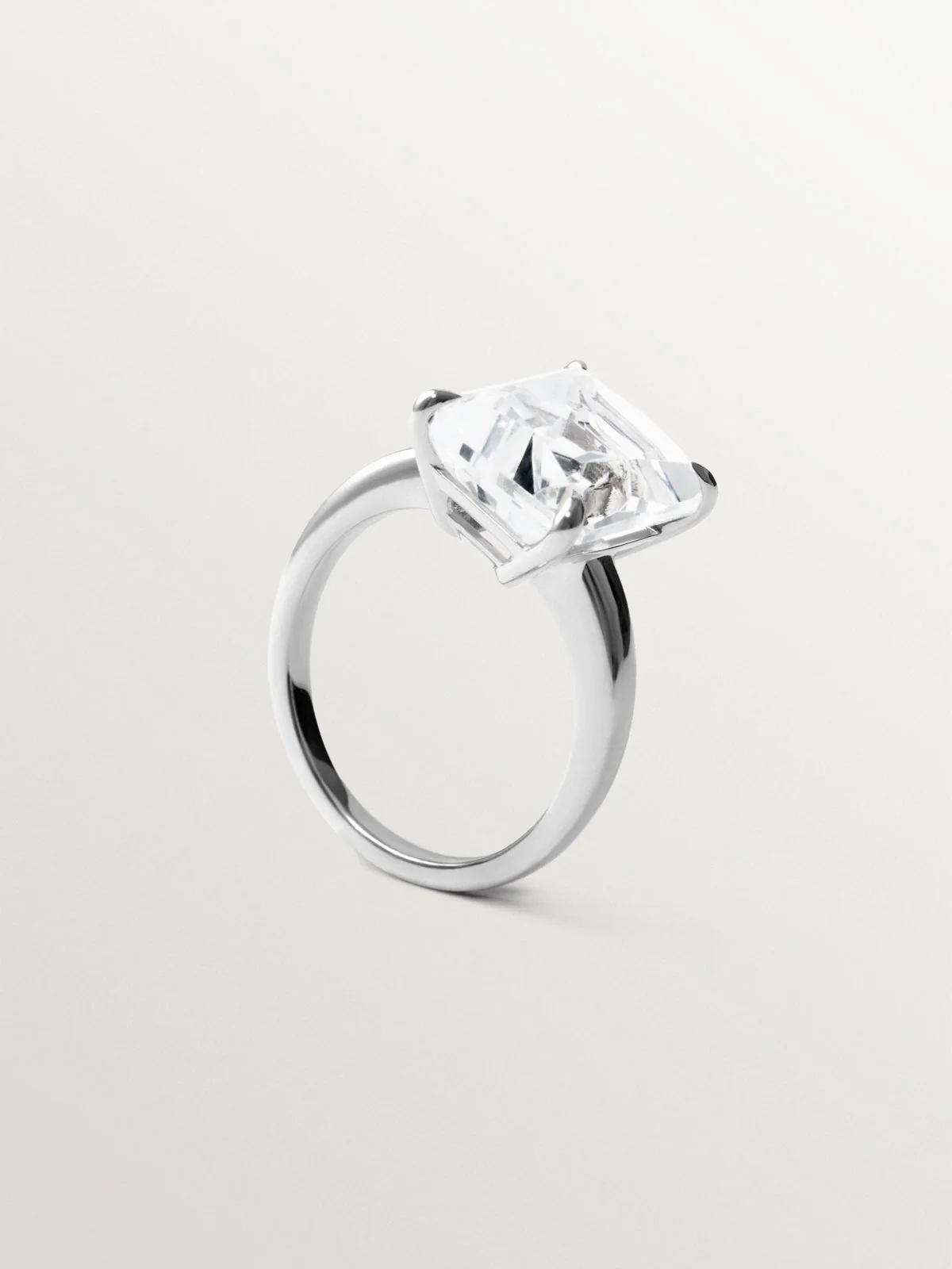 Anillo solitario de plata 925 con cuarzo blanco - Image 3