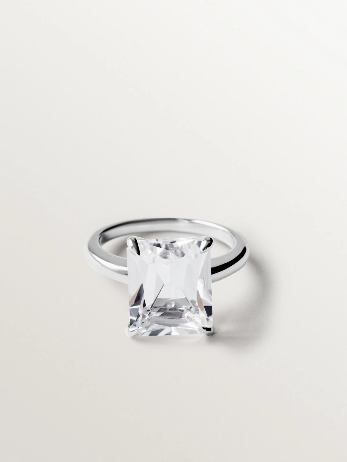 Anillo solitario de plata 925 con cuarzo blanco - Image 5