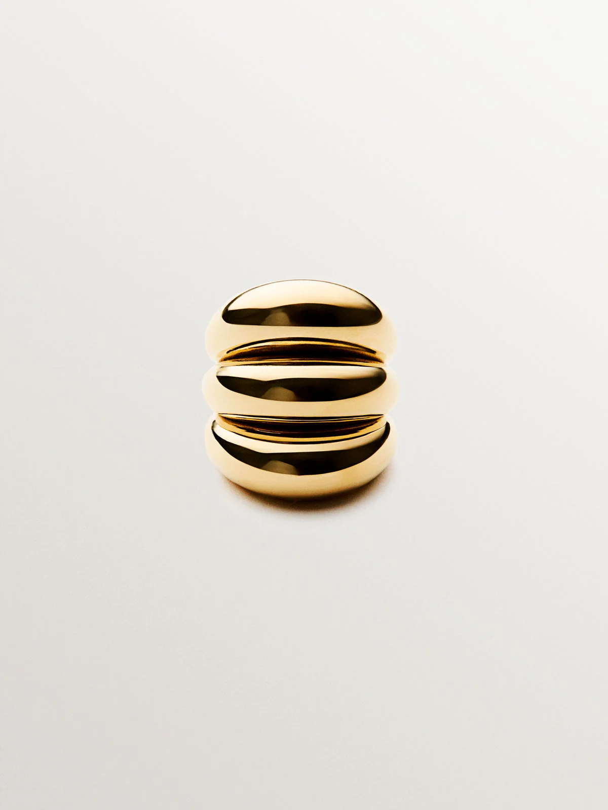 Anillo triple de plata 925 bañada en oro amarillo de 18K - Image 3