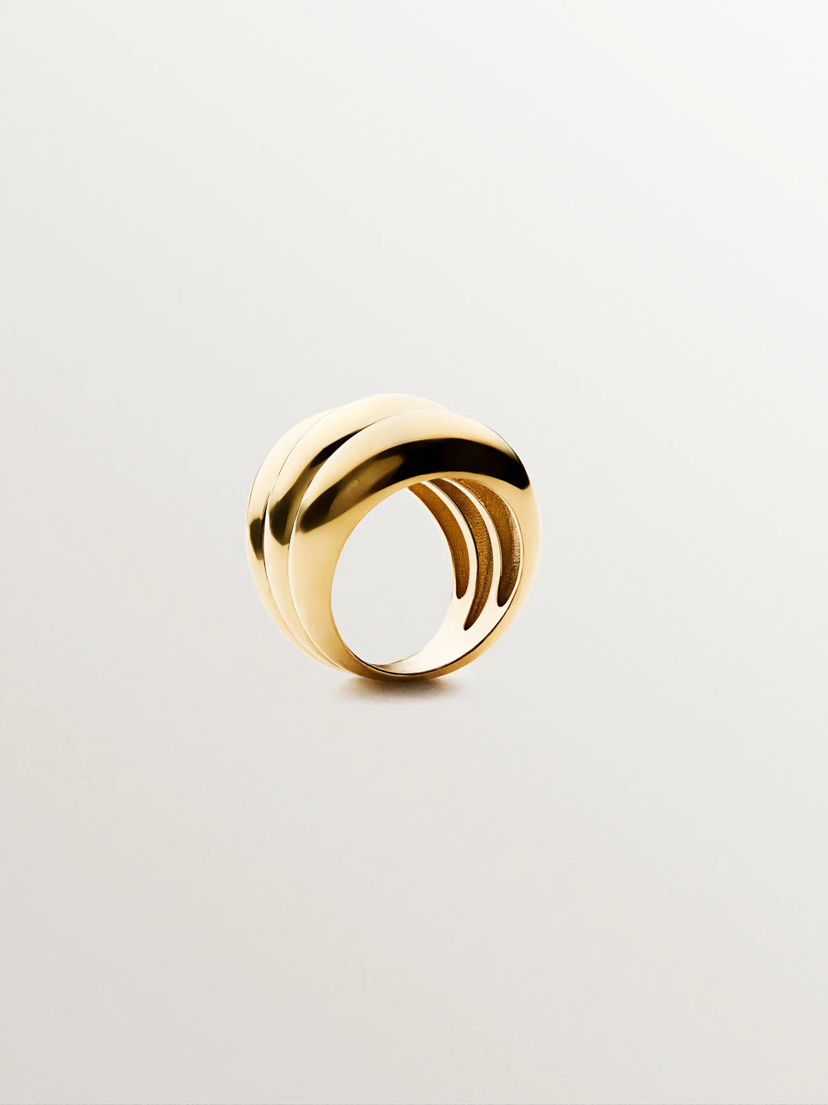 Anillo triple de plata 925 bañada en oro amarillo de 18K - Image 5