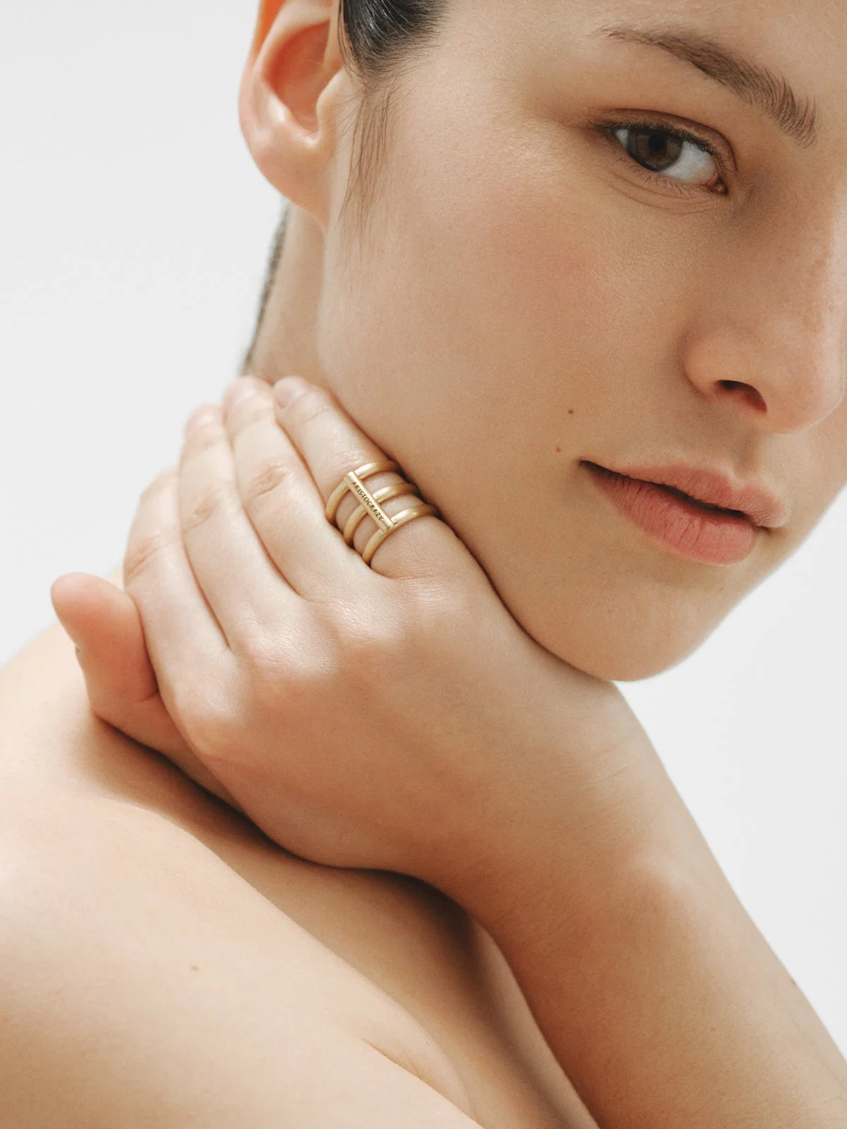Anillo triple de plata 925 bañada en oro amarillo de 18K - Image 5
