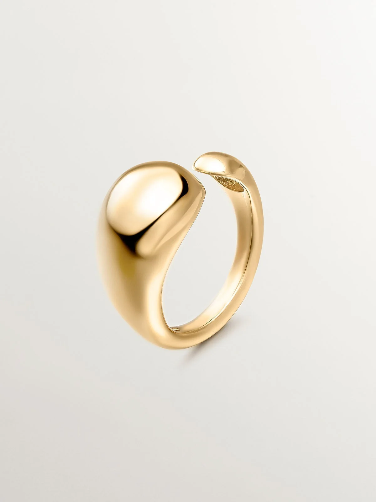 Anillo Tú y Yo de plata 925 bañada en oro amarillo de 18K con forma abombada