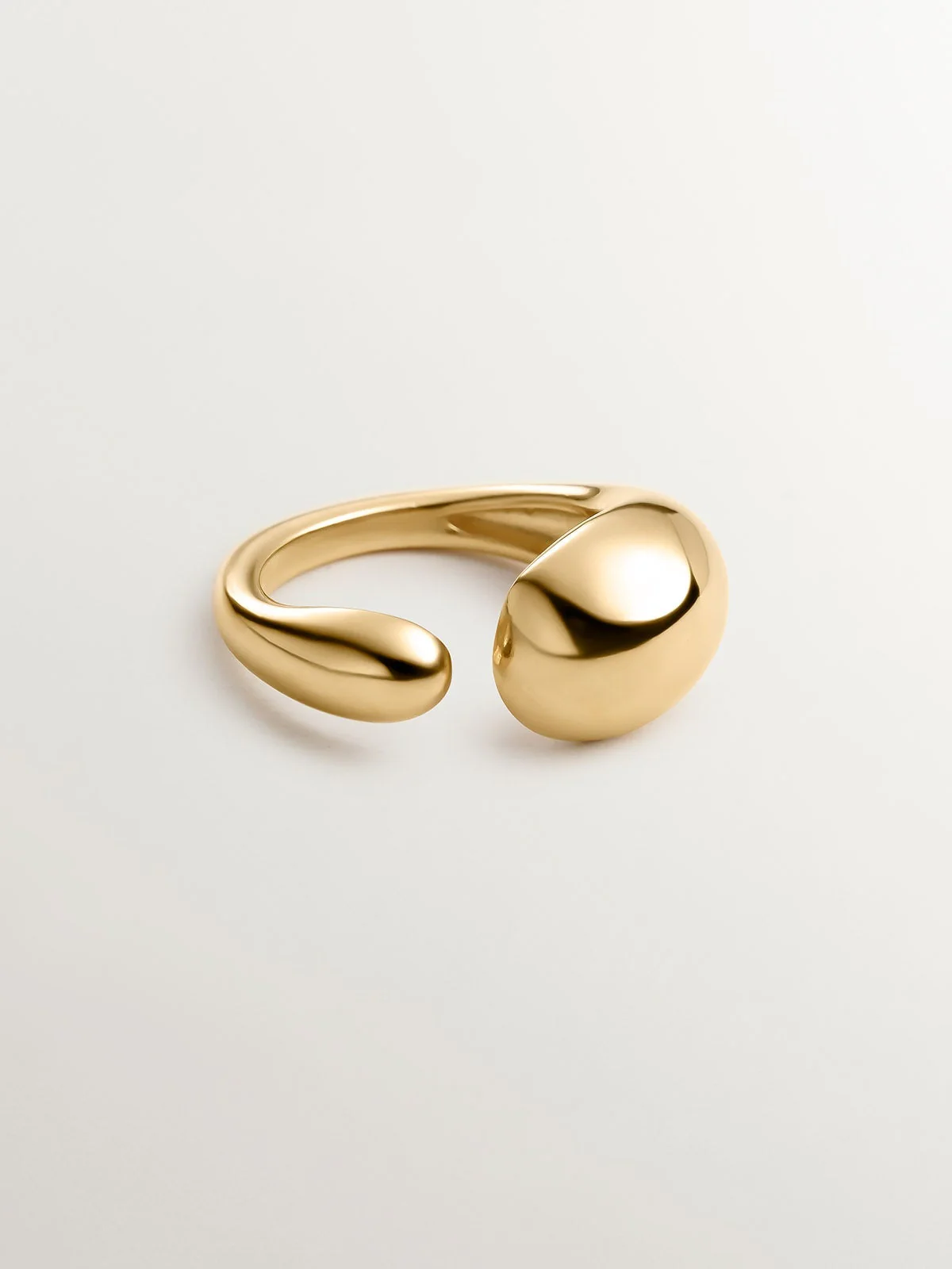 Anillo Tú y Yo de plata 925 bañada en oro amarillo de 18K con forma abombada - Image 3