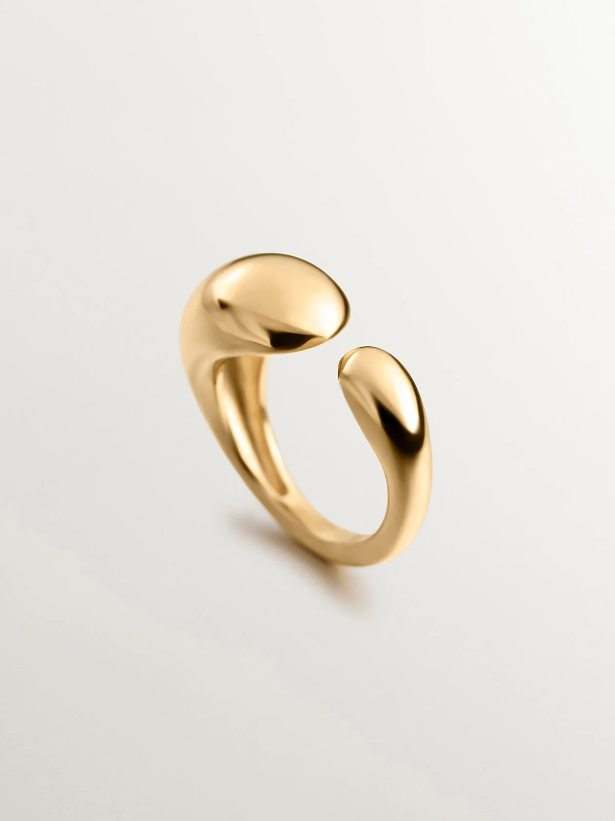 Anillo Tú y Yo de plata 925 bañada en oro amarillo de 18K con forma abombada - Image 5