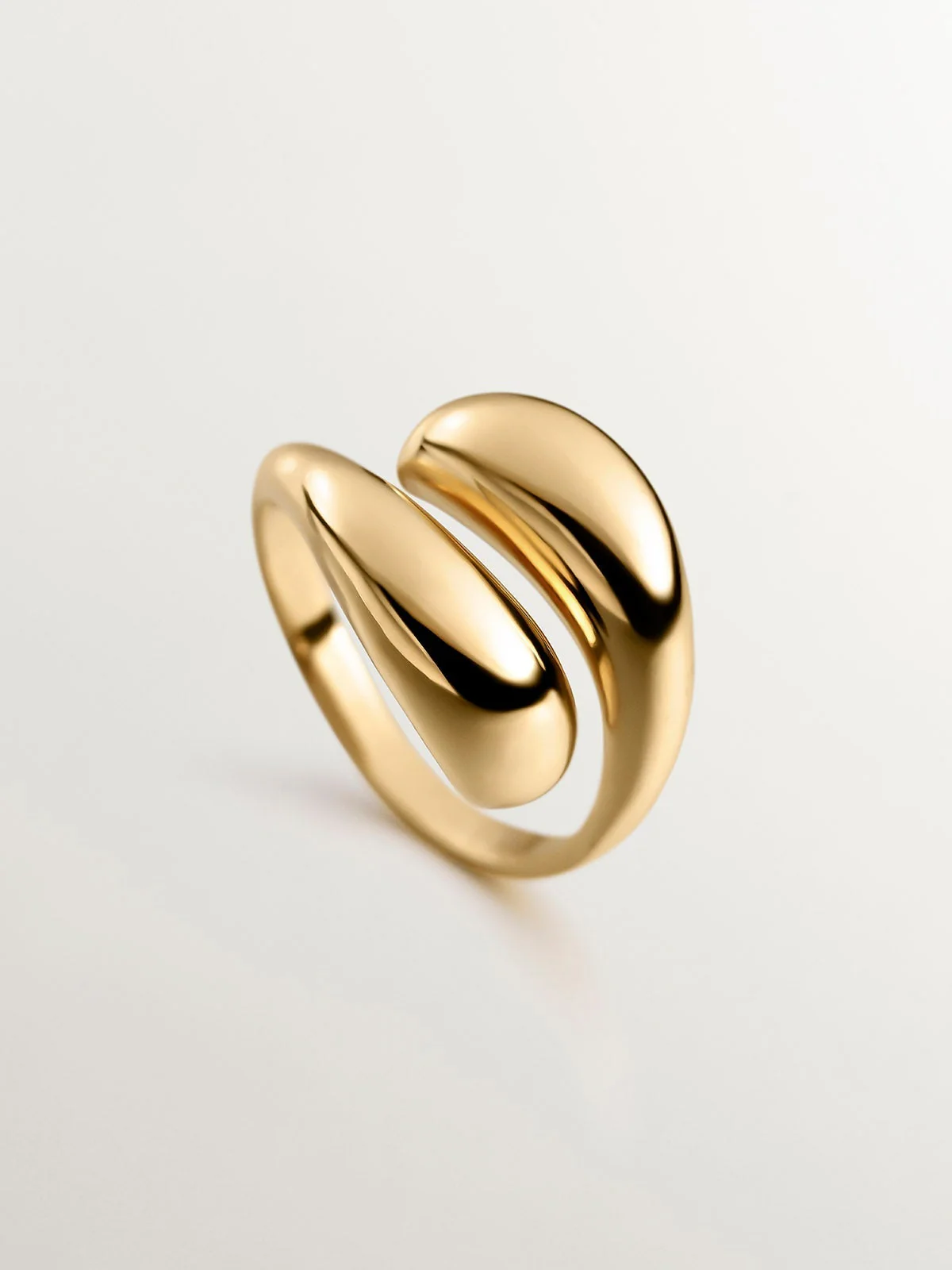 Anillo Tú y Yo de plata 925 bañada en oro amarillo de 18K con forma de espiral abombada - Image 5