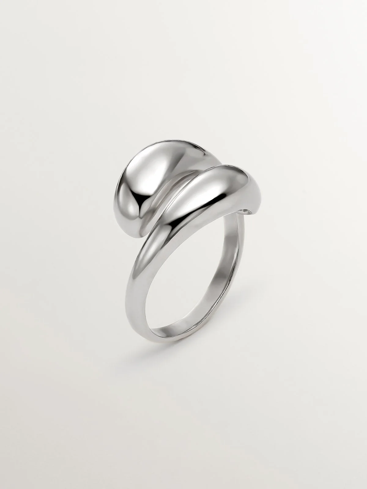 Anillo Tú y Yo de plata 925 con forma de espiral abombada