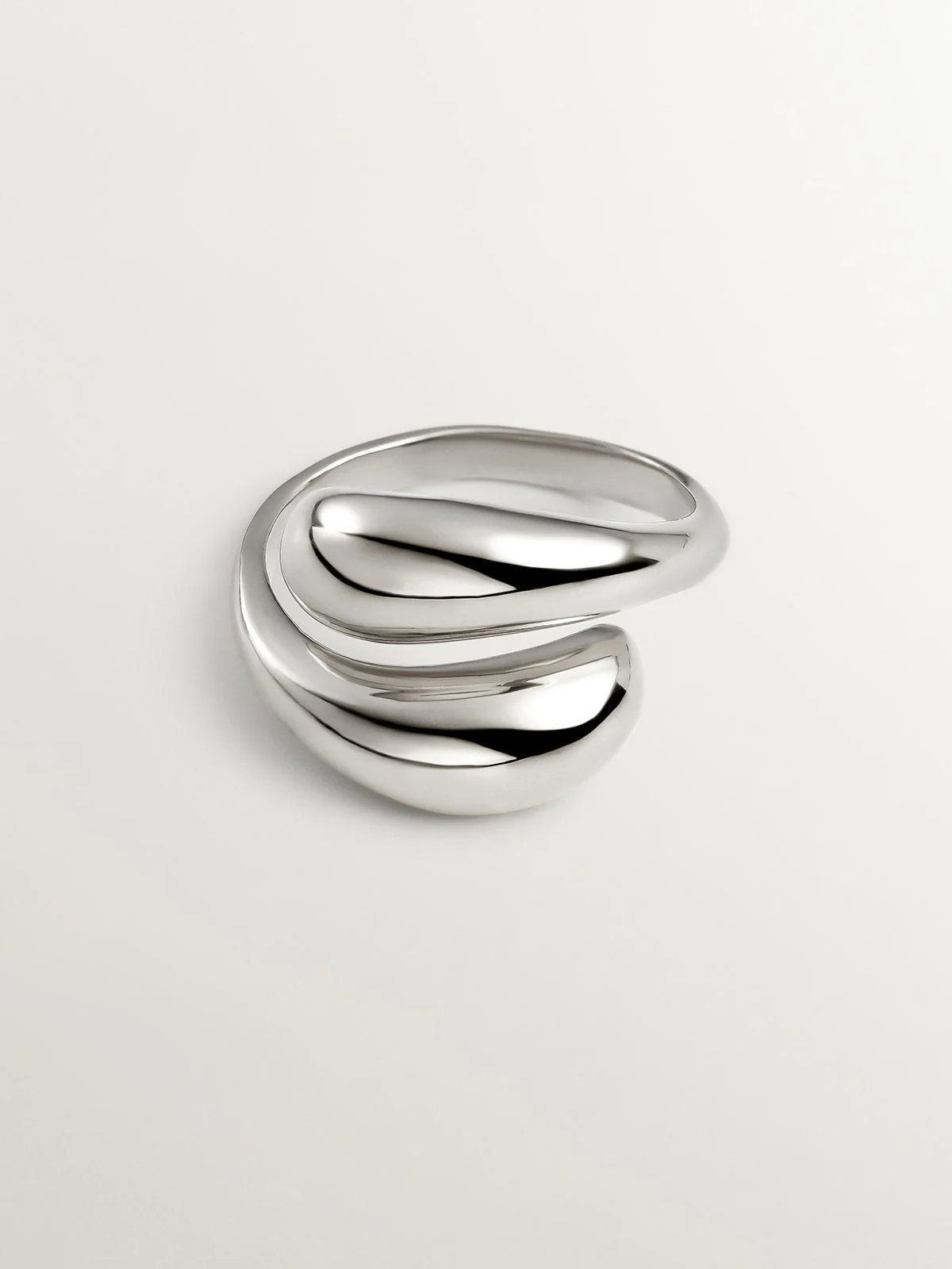 Anillo Tú y Yo de plata 925 con forma de espiral abombada - Image 3