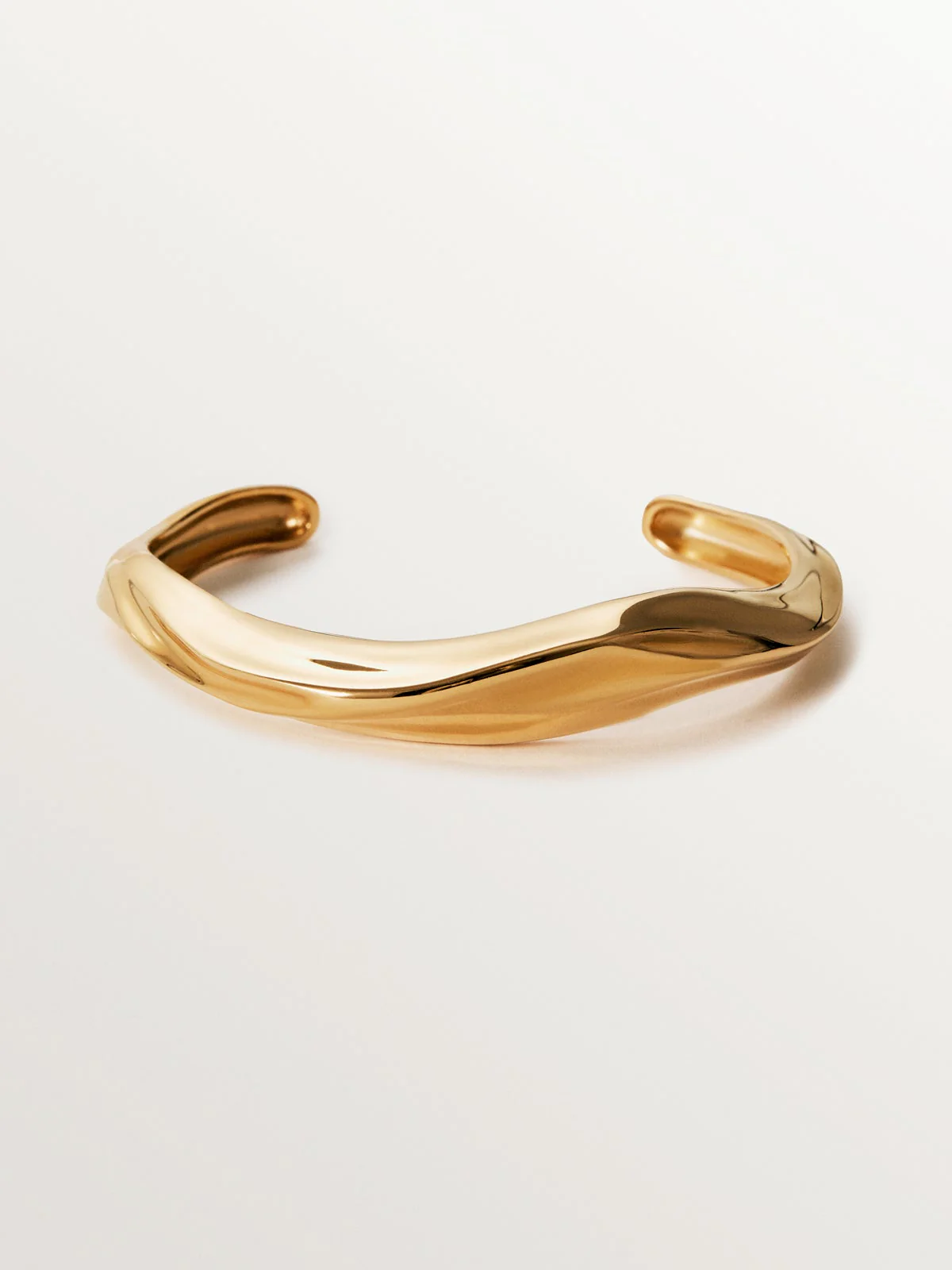 Bracelet rigide en argent 925 plaqué or jaune 18 carats avec texture