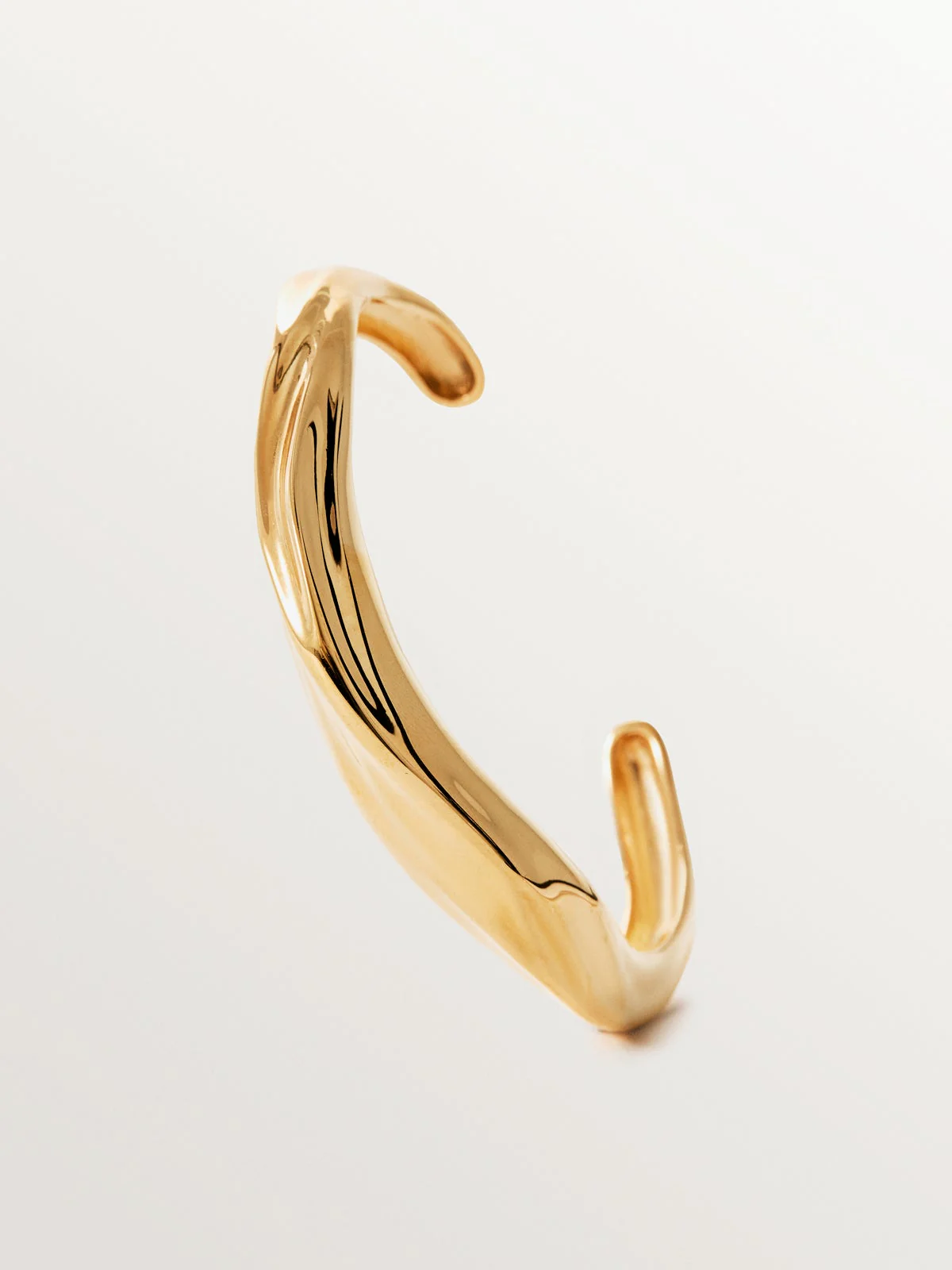 Bracelet rigide en argent 925 plaqué or jaune 18 carats avec texture - Image 3