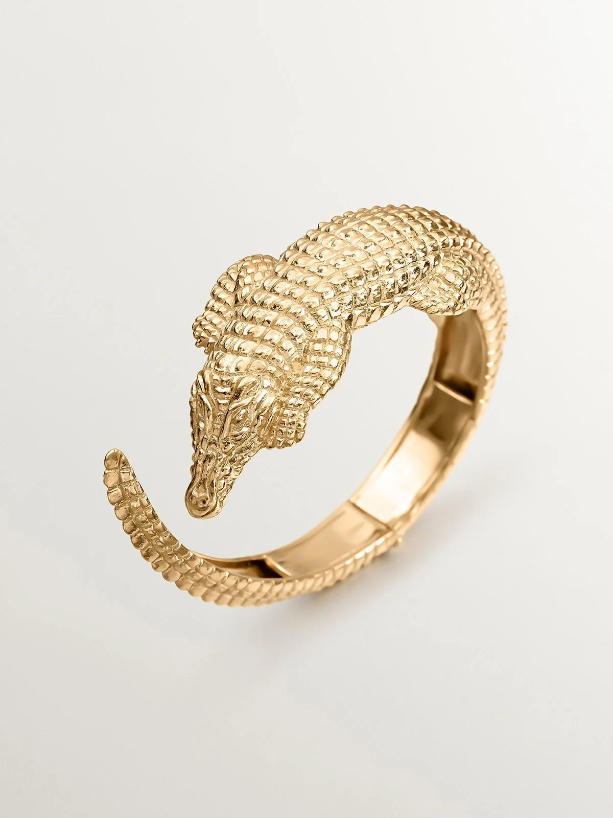 Brazalete de plata 925 bañada en oro amarillo de 18K con forma de cocodrilo - Image 3