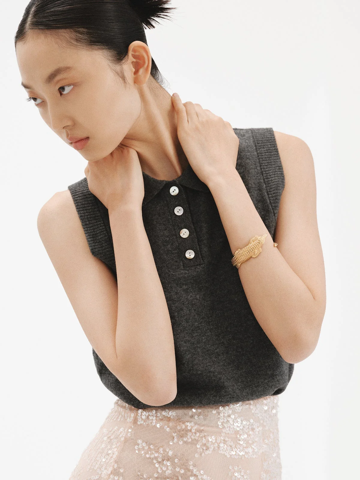 Brazalete de plata 925 bañada en oro amarillo de 18K con forma de cocodrilo - Image 4