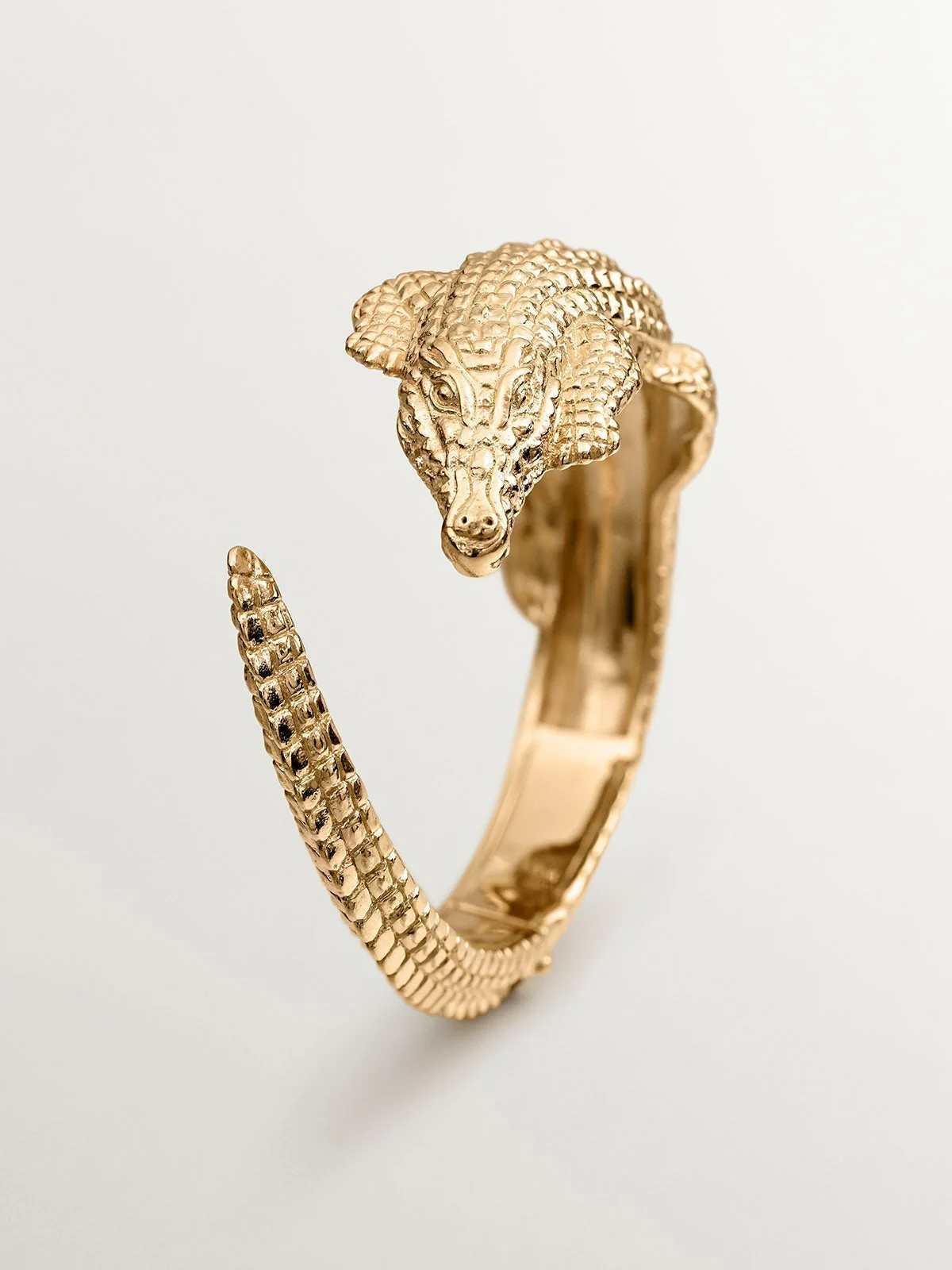 Brazalete de plata 925 bañada en oro amarillo de 18K con forma de cocodrilo - Image 5