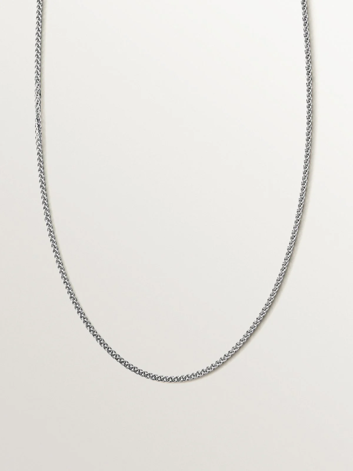 Cadena barbada 52 cm de plata 925 rodiada