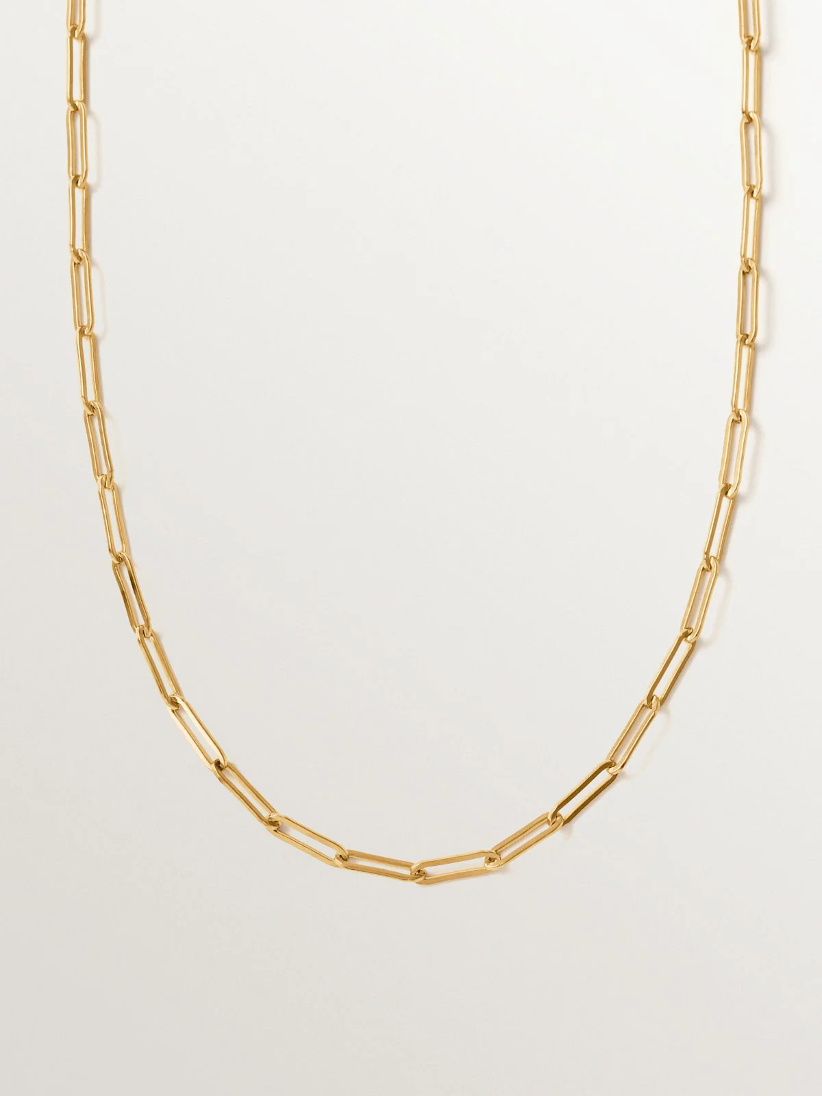 Cadena eslabón rectangular 65 cm de plata 925 bañada en oro de 18K