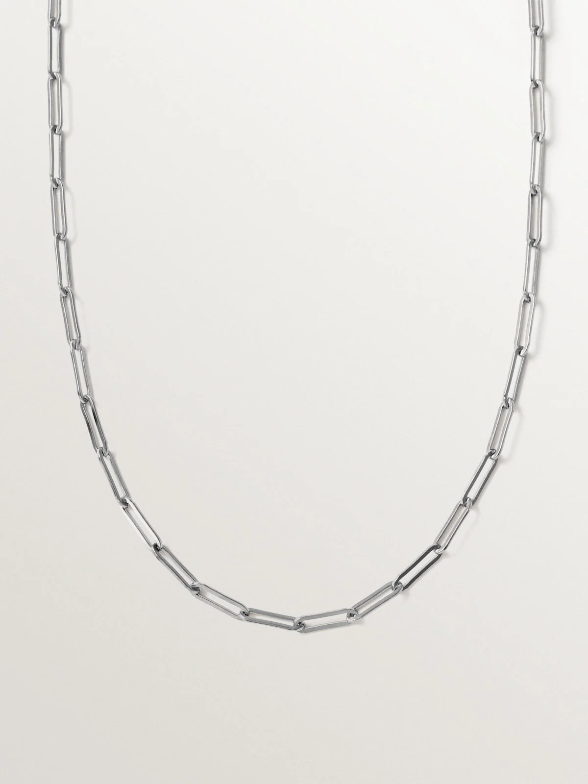 Cadena eslabón rectangular 65 cm de plata 925 rodiada