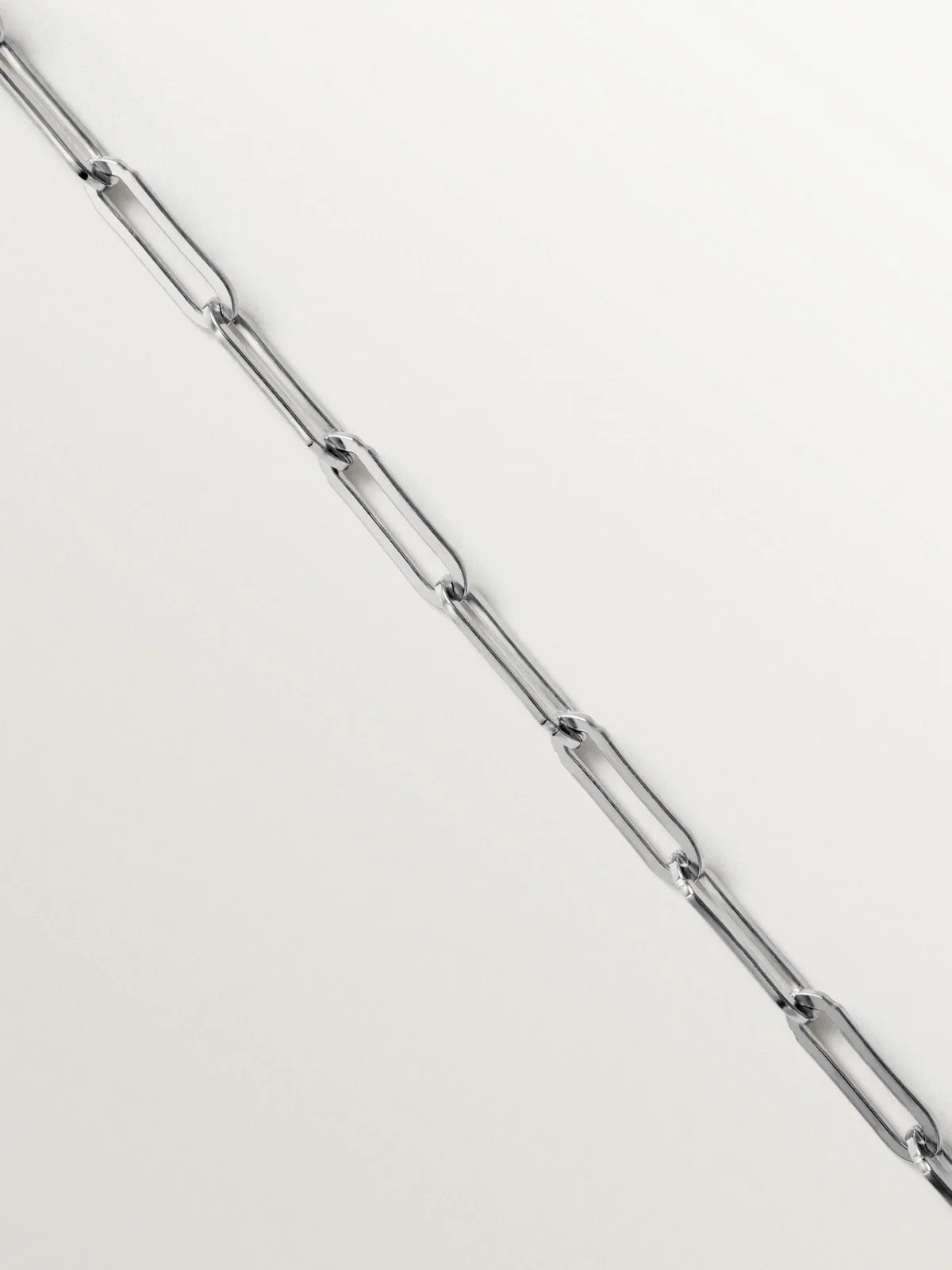 Cadena eslabón rectangular 65 cm de plata 925 rodiada - Image 3