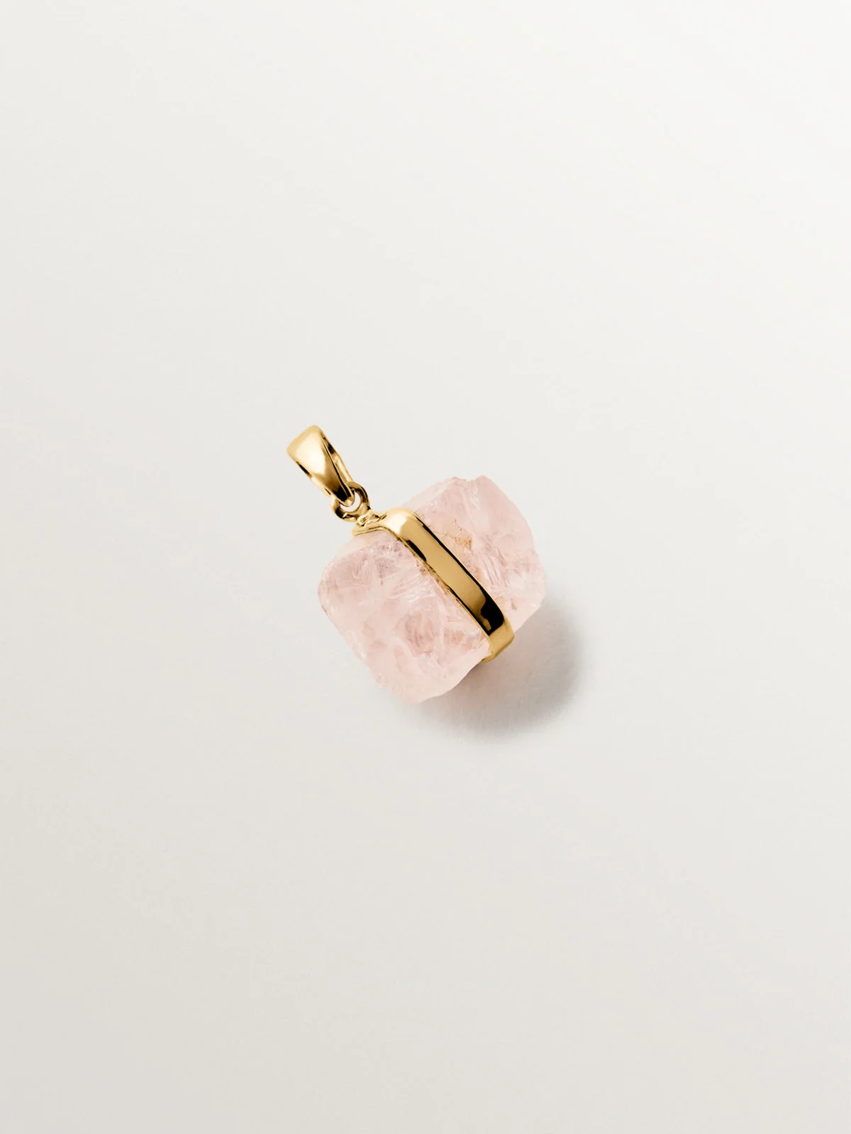 Charm de plata 925 bañada en oro amarillo de 18K con cuarzo rosa - Image 3