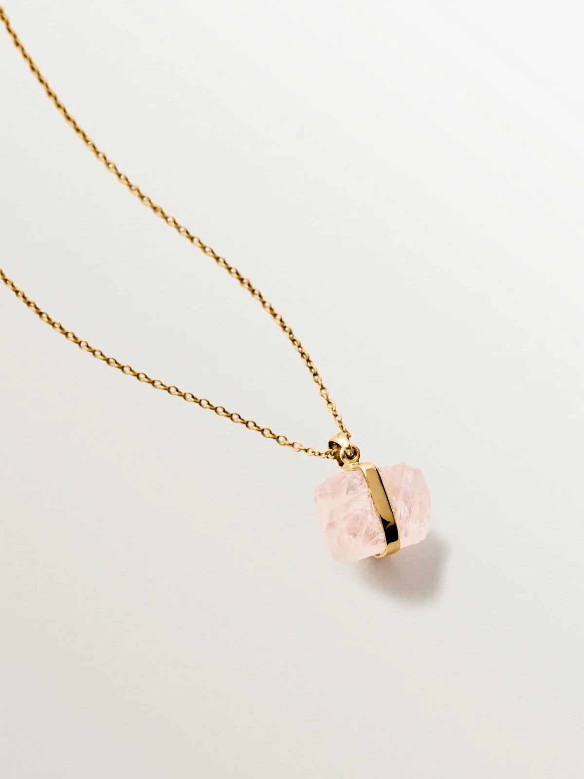 Charm de plata 925 bañada en oro amarillo de 18K con cuarzo rosa - Image 5