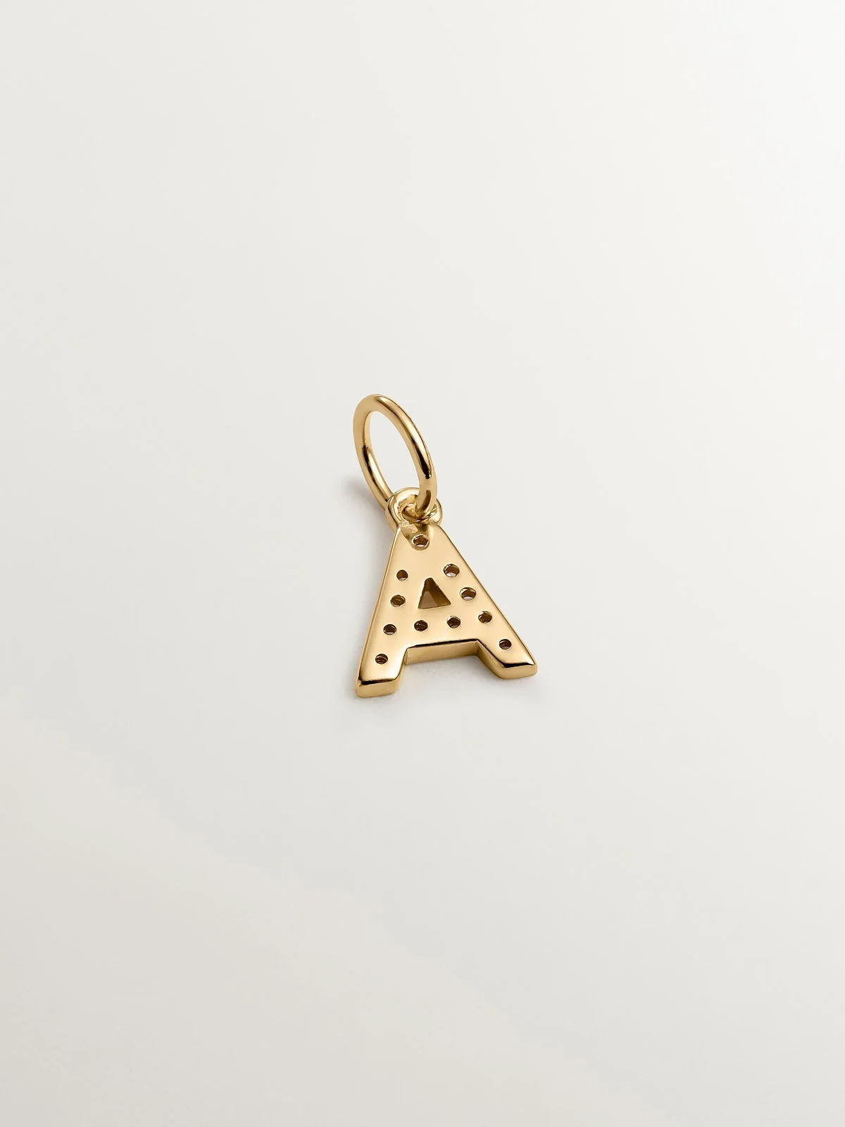 Charm de plata 925 bañada en oro amarillo de 18K y topacios blancos inicial A - Image 3