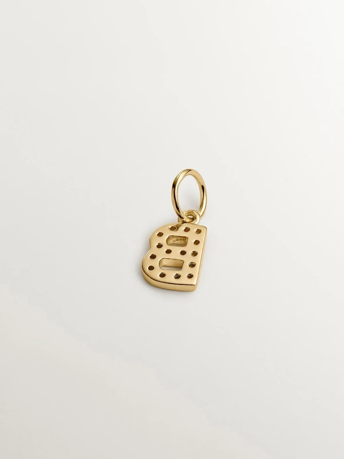 Charm de plata 925 bañada en oro amarillo de 18K y topacios blancos inicial B - Image 3