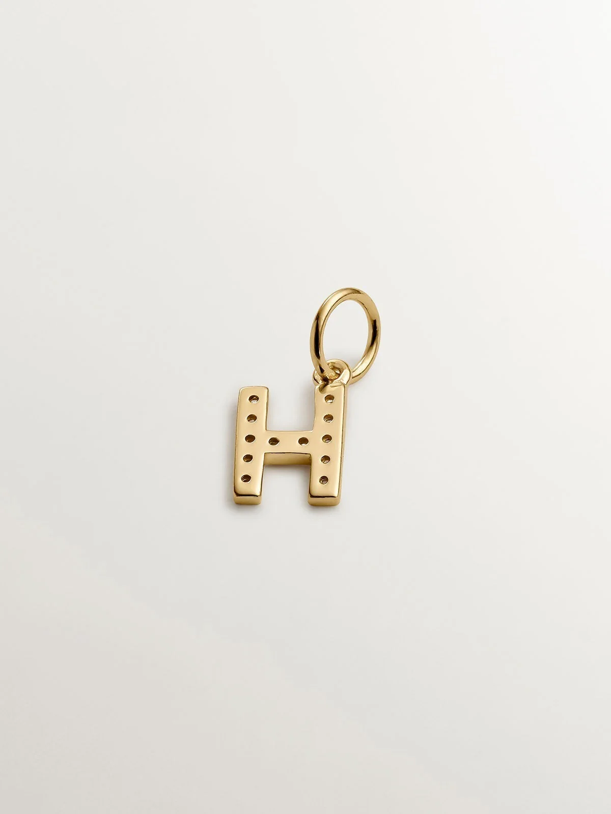 Charm de plata 925 bañada en oro amarillo de 18K y topacios blancos inicial H - Image 3