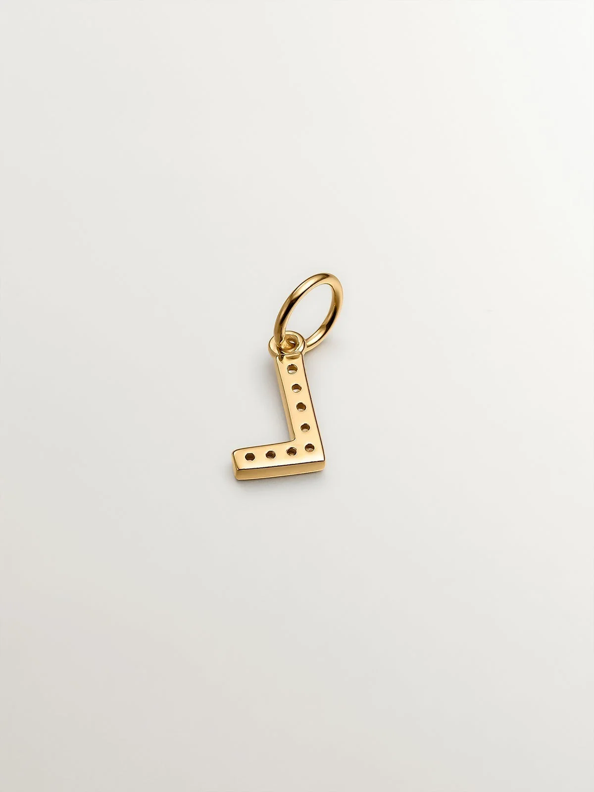 Charm de plata 925 bañada en oro amarillo de 18K y topacios blancos inicial L - Image 3