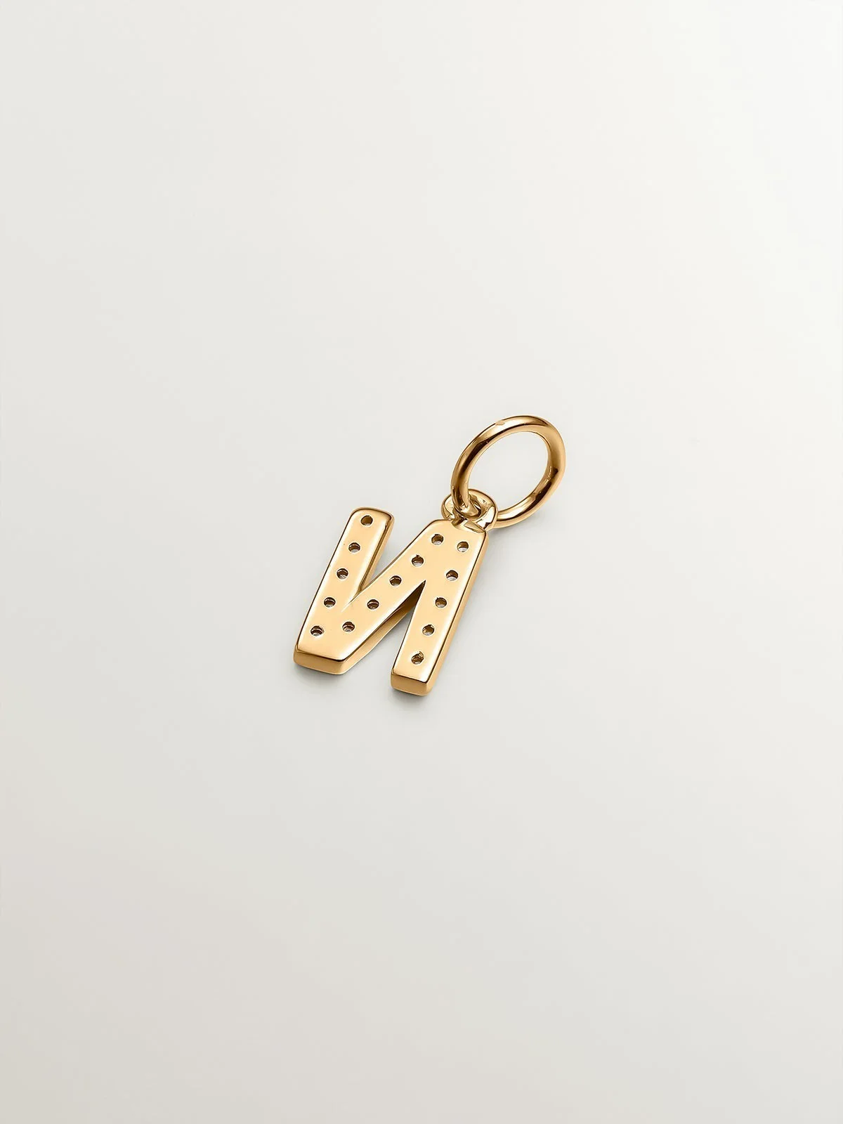 Charm de plata 925 bañada en oro amarillo de 18K y topacios blancos inicial N - Image 3