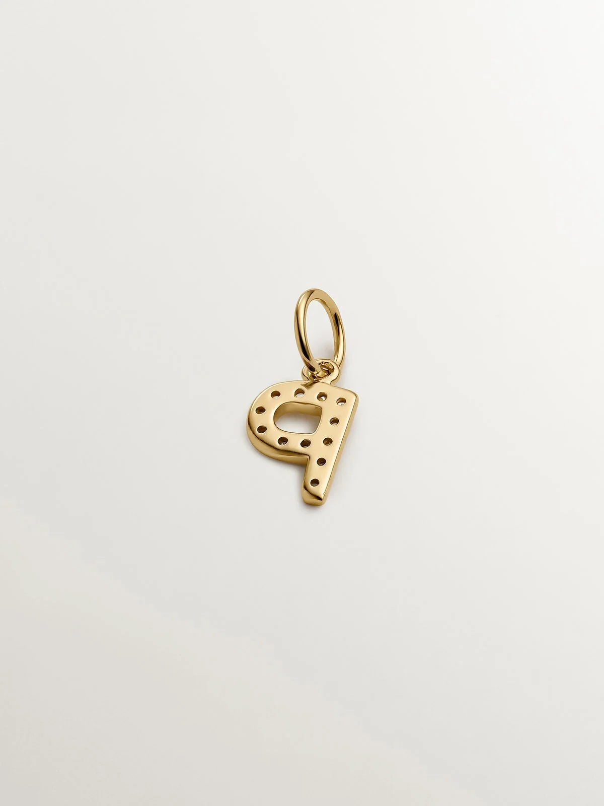 Charm de plata 925 bañada en oro amarillo de 18K y topacios blancos inicial P - Image 3