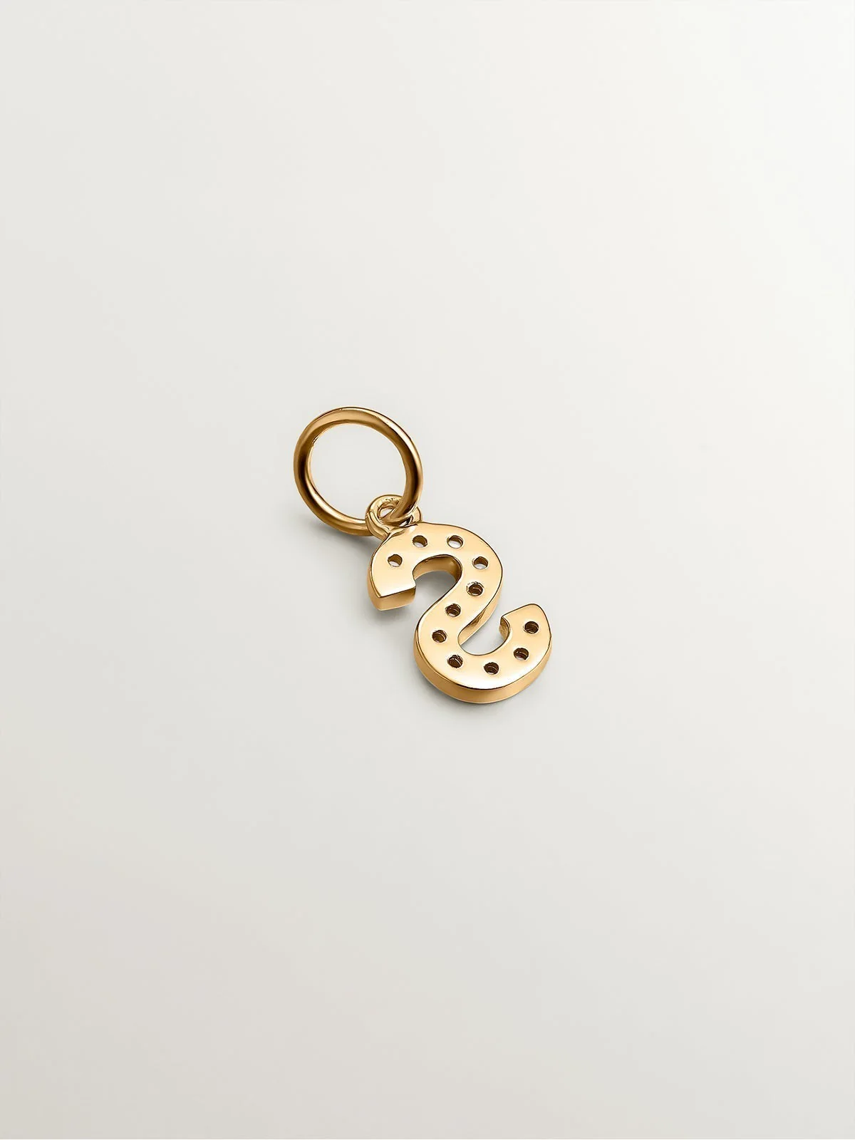 Charm de plata 925 bañada en oro amarillo de 18K y topacios blancos inicial S - Image 3