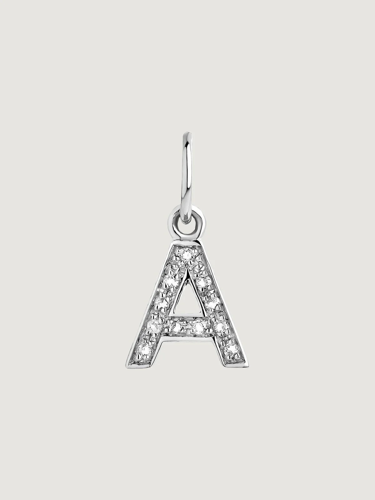 Charm de plata 925 y topacios blancos inicial A