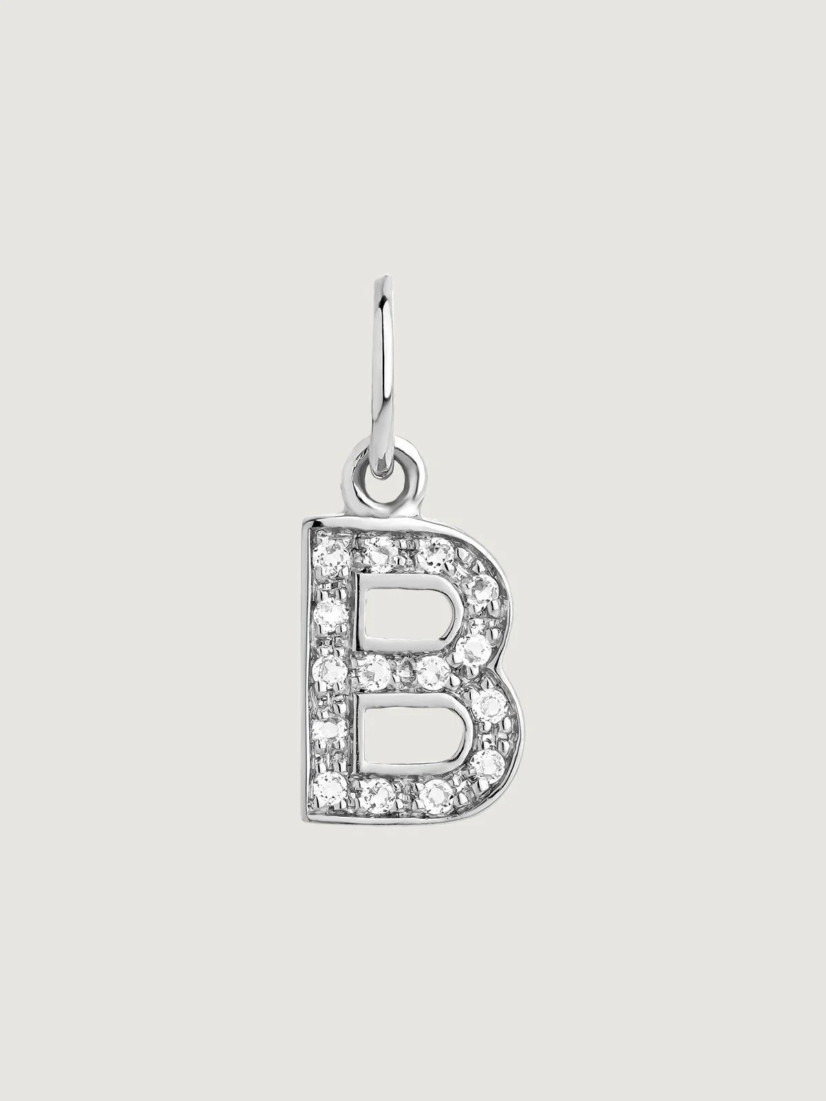 Charm de plata 925 y topacios blancos inicial B