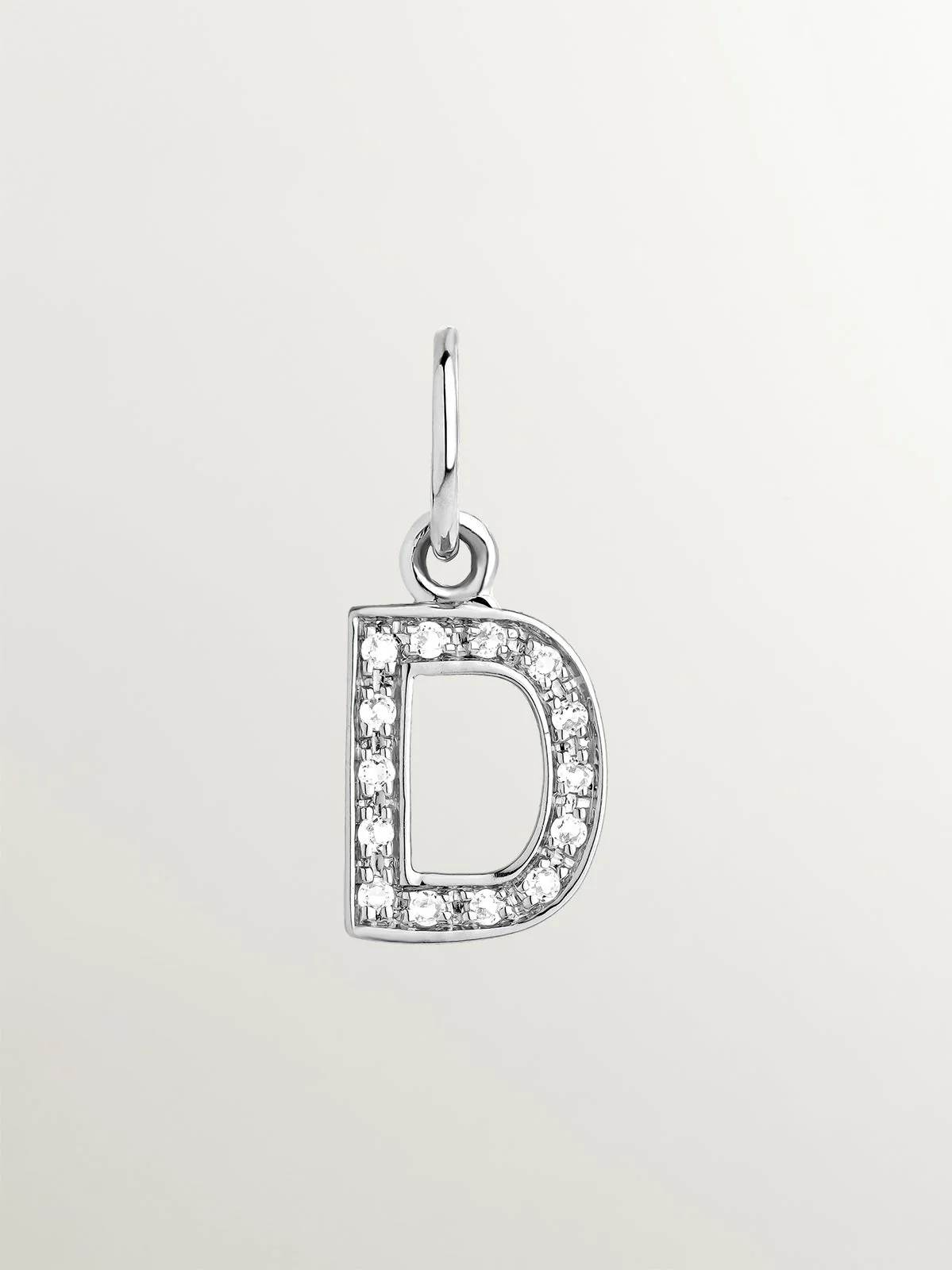 Charm de plata 925 y topacios blancos inicial D