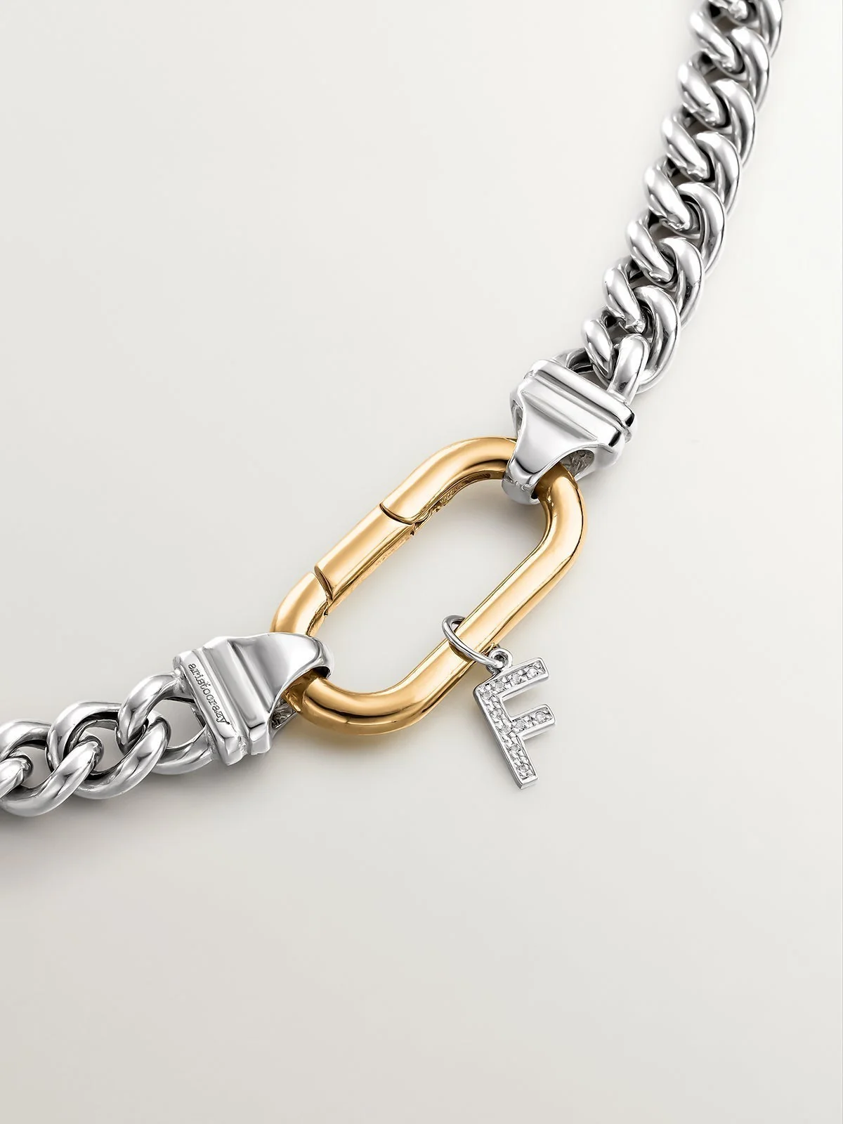 Charm de plata 925 y topacios blancos inicial F - Image 2