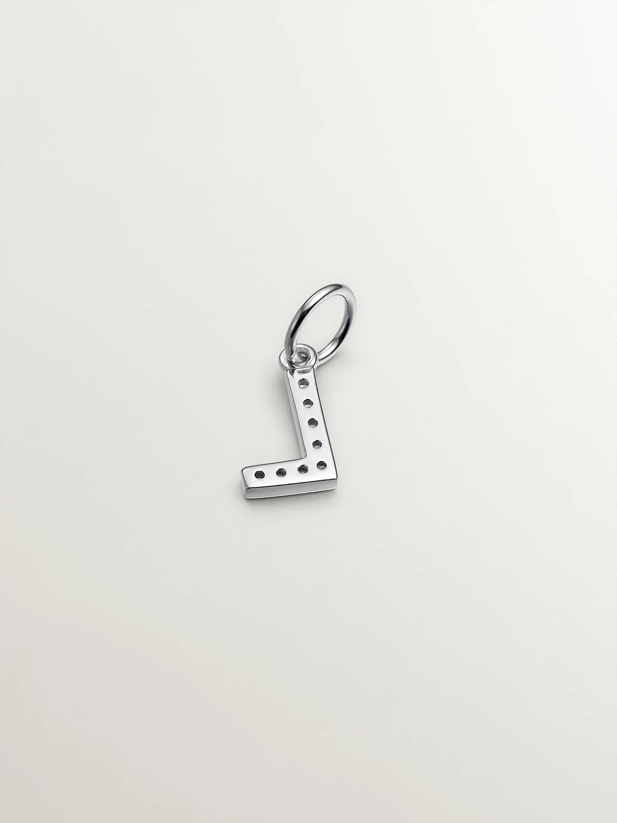 Charm de plata 925 y topacios blancos inicial L - Image 3