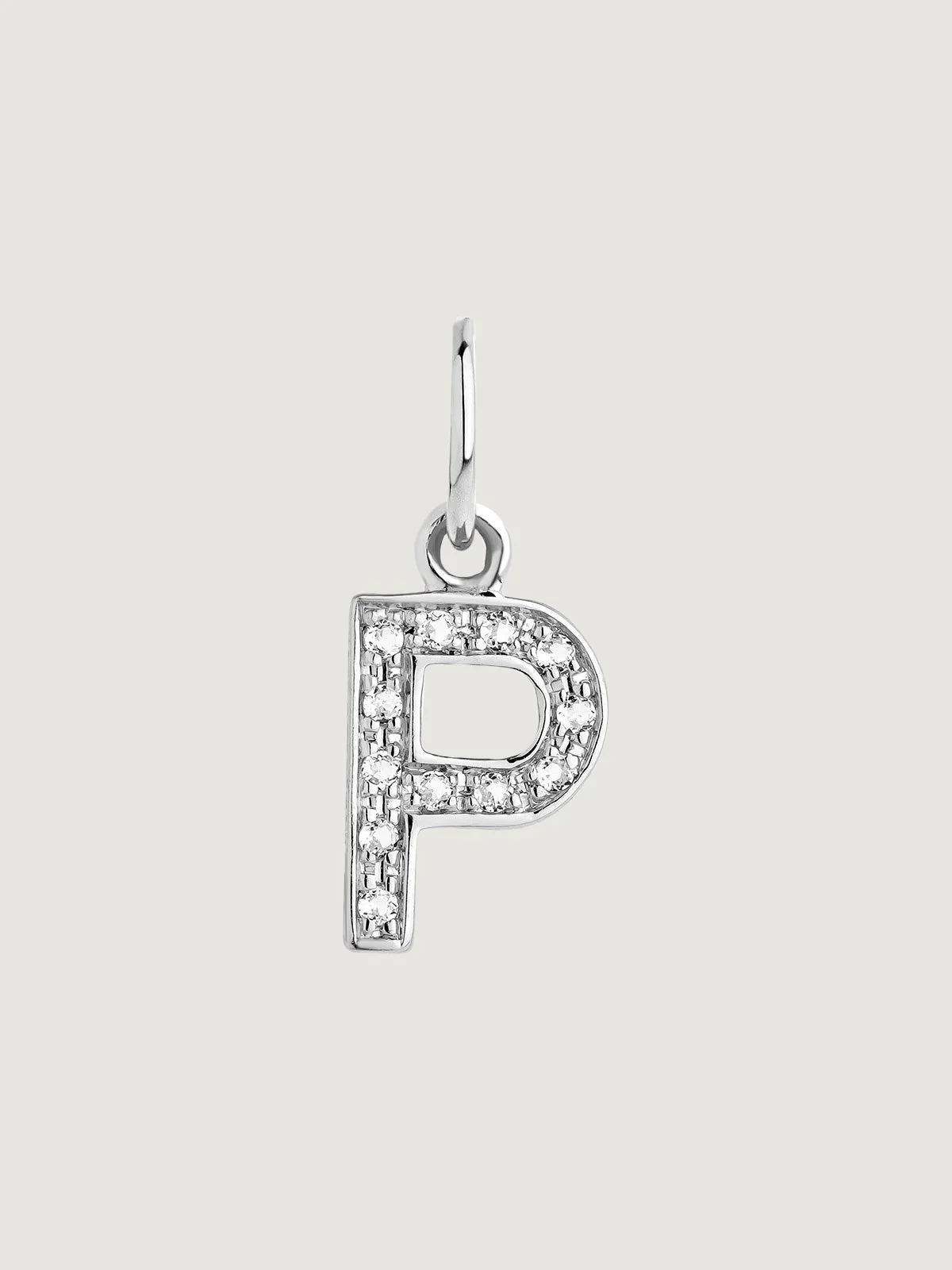 Charm de plata 925 y topacios blancos inicial P