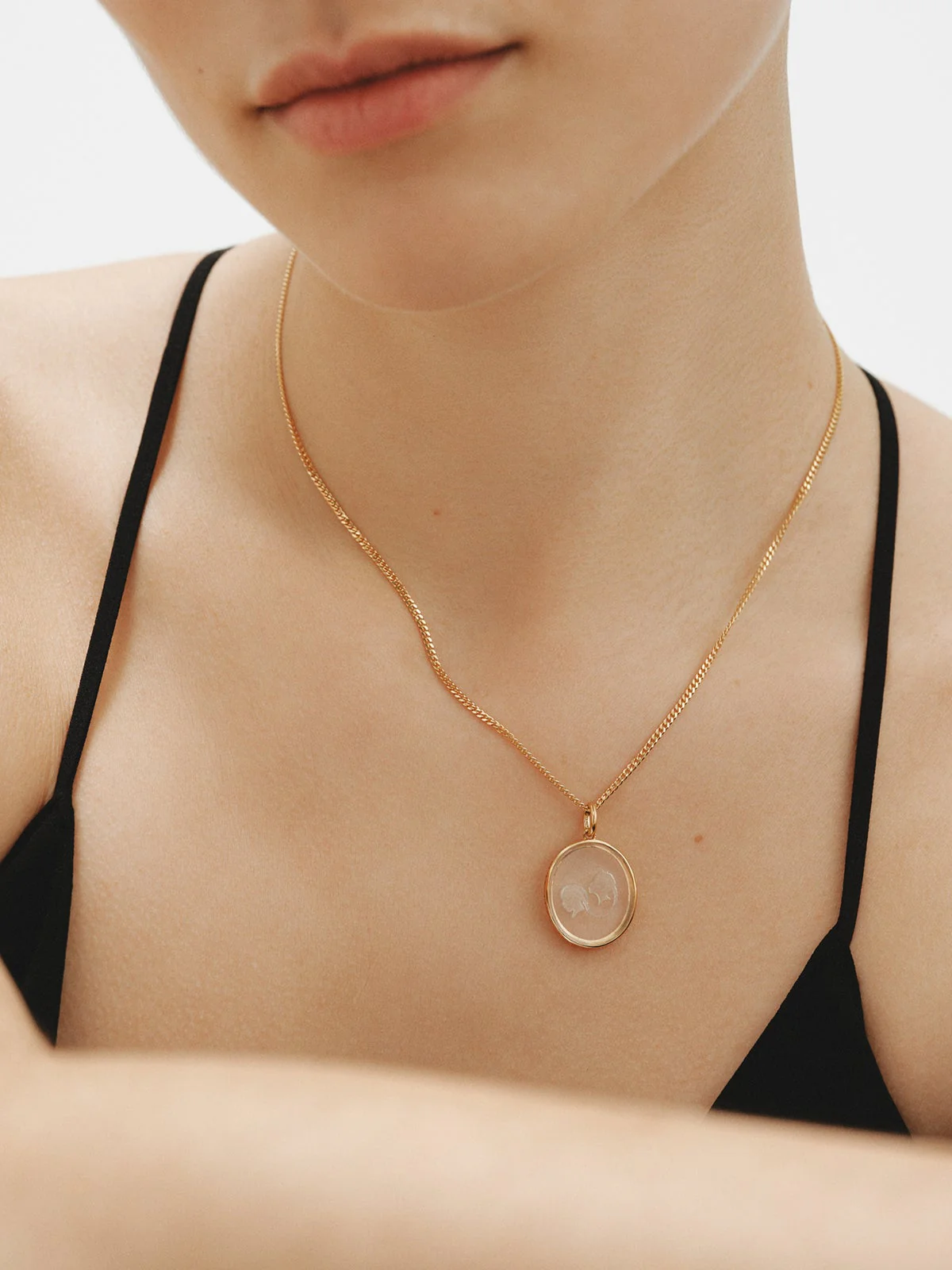 Charm Géminis de plata 925 bañada en oro amarillo de 18K y cristal de roca - Image 2