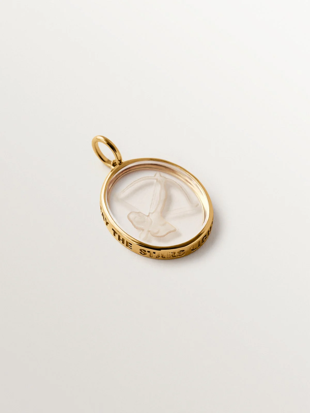 Charm Sagitario de plata 925 bañada en oro amarillo de 18K y cristal de roca
