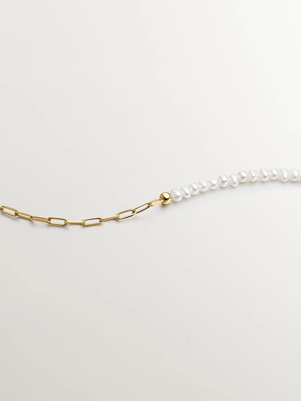 Collar de eslabones de plata 925 bañada en oro amarillo de 18K con perlas - Image 2