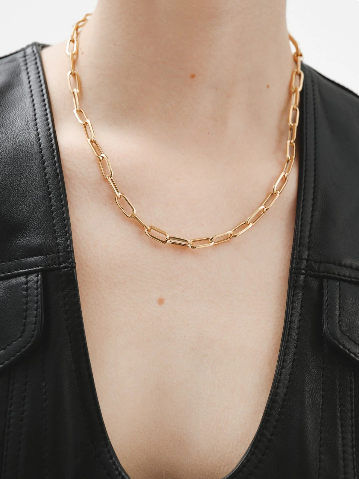 Collar de eslabones rectangulares 45 cm de plata 925 bañada en oro amarillo de 18K - Image 3
