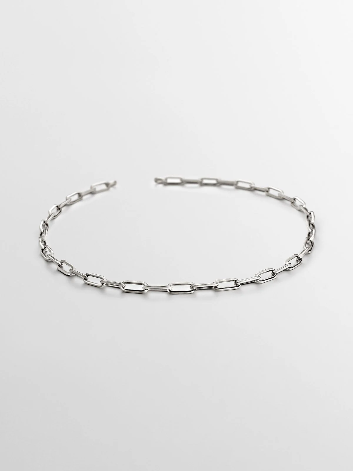 Collar de eslabones rectangulares 45 cm de plata 925 rodiada