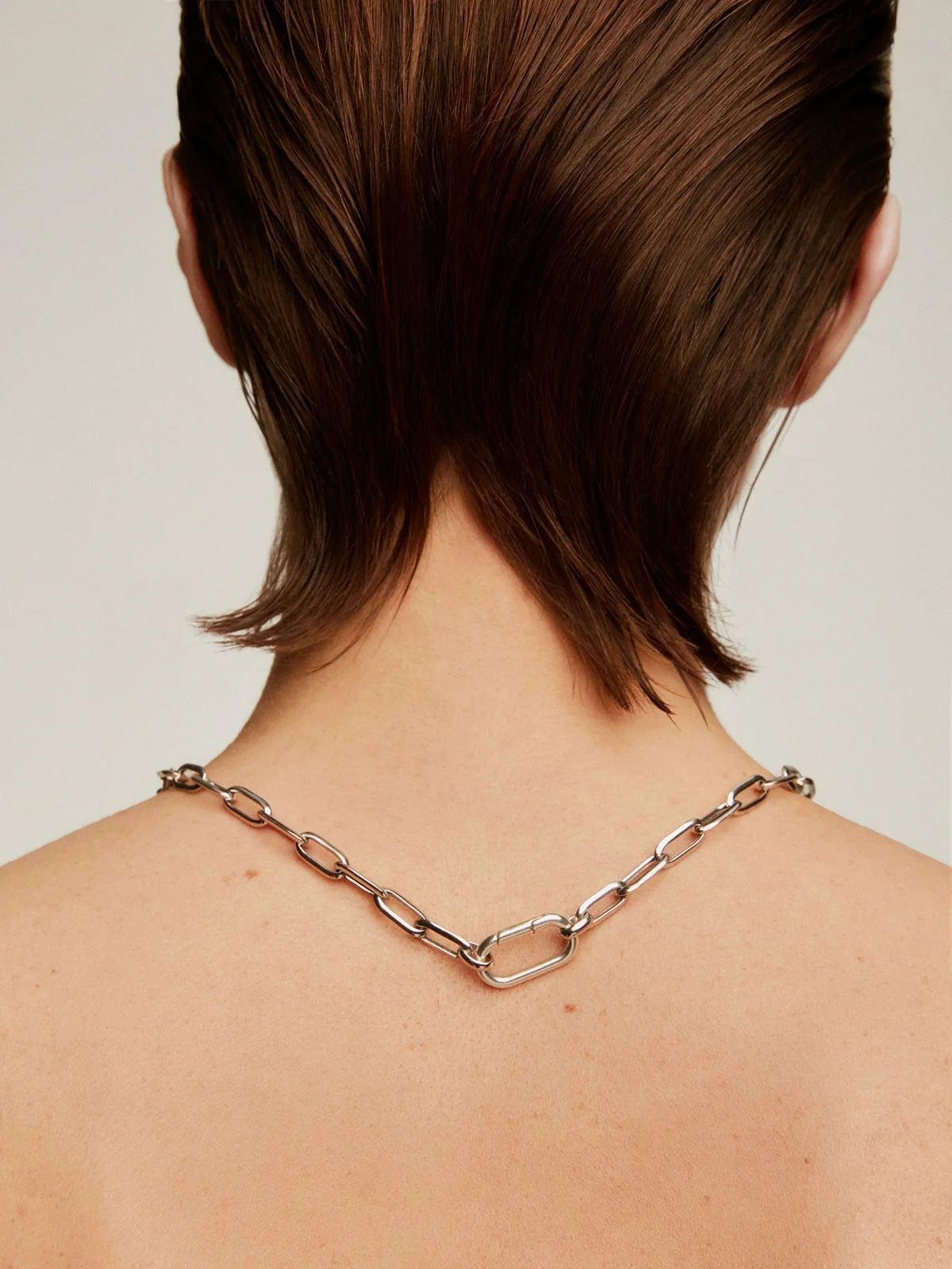 Collar de eslabones rectangulares 45 cm de plata 925 rodiada - Image 2