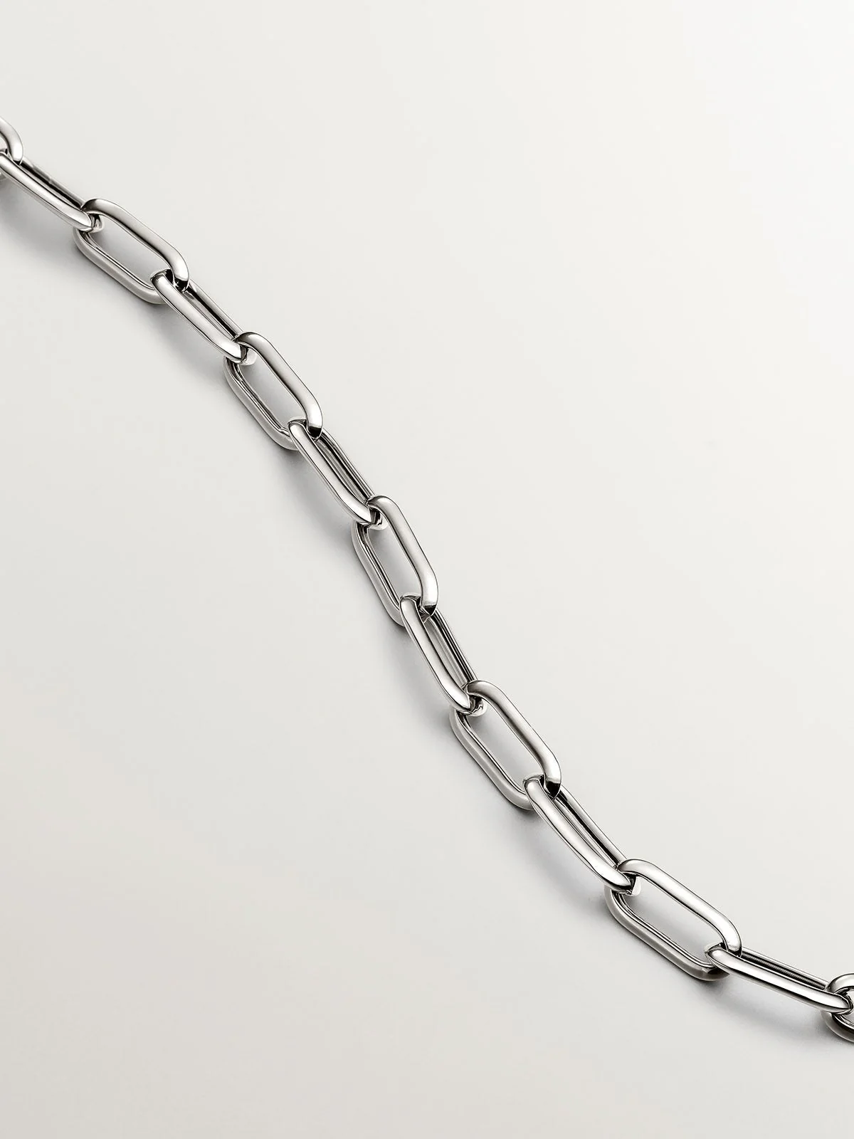 Collar de eslabones rectangulares 45 cm de plata 925 rodiada - Image 3