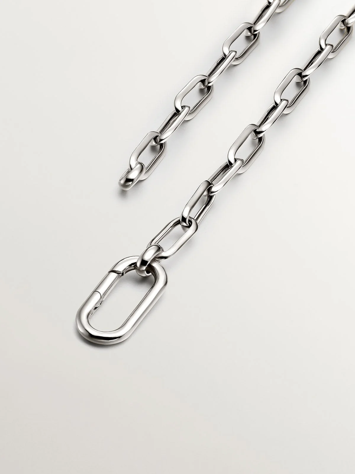Collar de eslabones rectangulares 45 cm de plata 925 rodiada - Image 7
