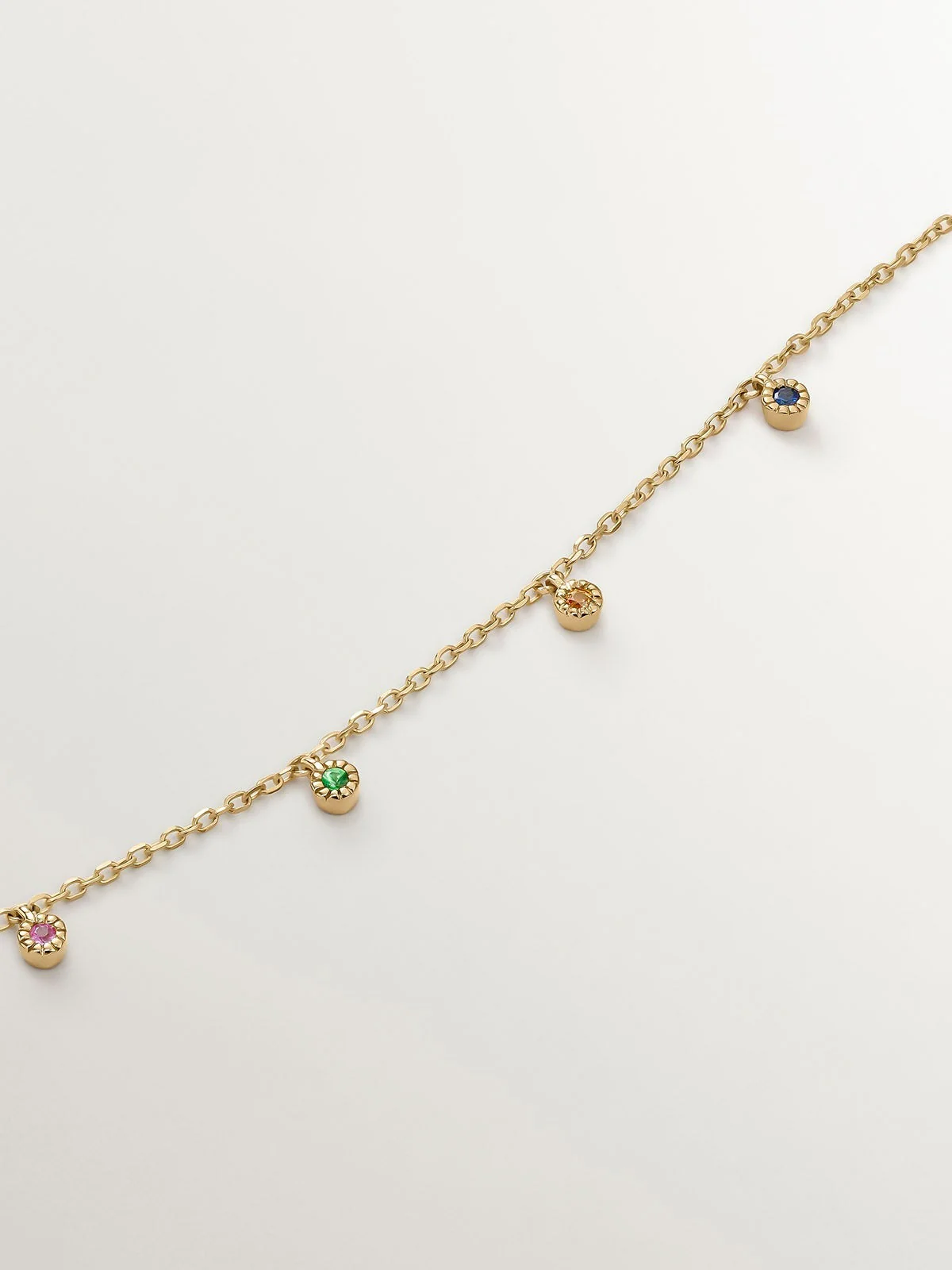 Collar de oro amarillo de 9K con tsavoritas y zafiros multicolor - Image 5