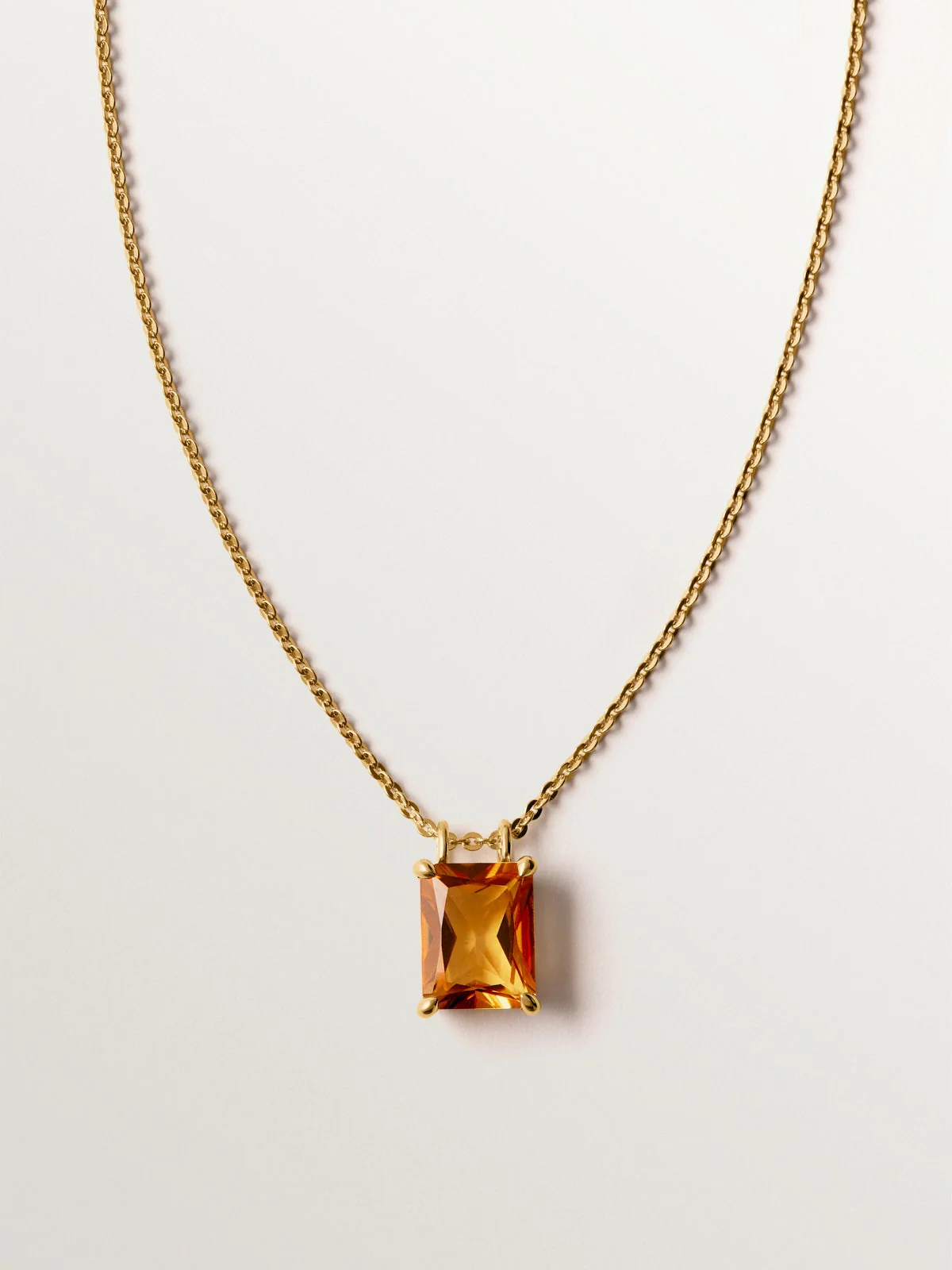 Collar de plata 925 bañada en oro amarillo de 18K con citrino naranja