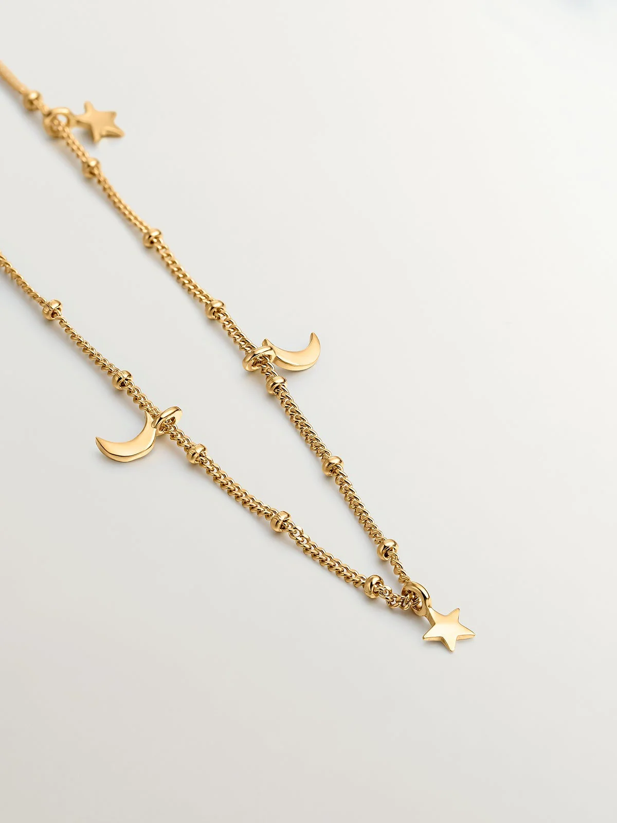 Collar de plata 925 bañada en oro amarillo de 18K con estrellas y lunas - Image 5